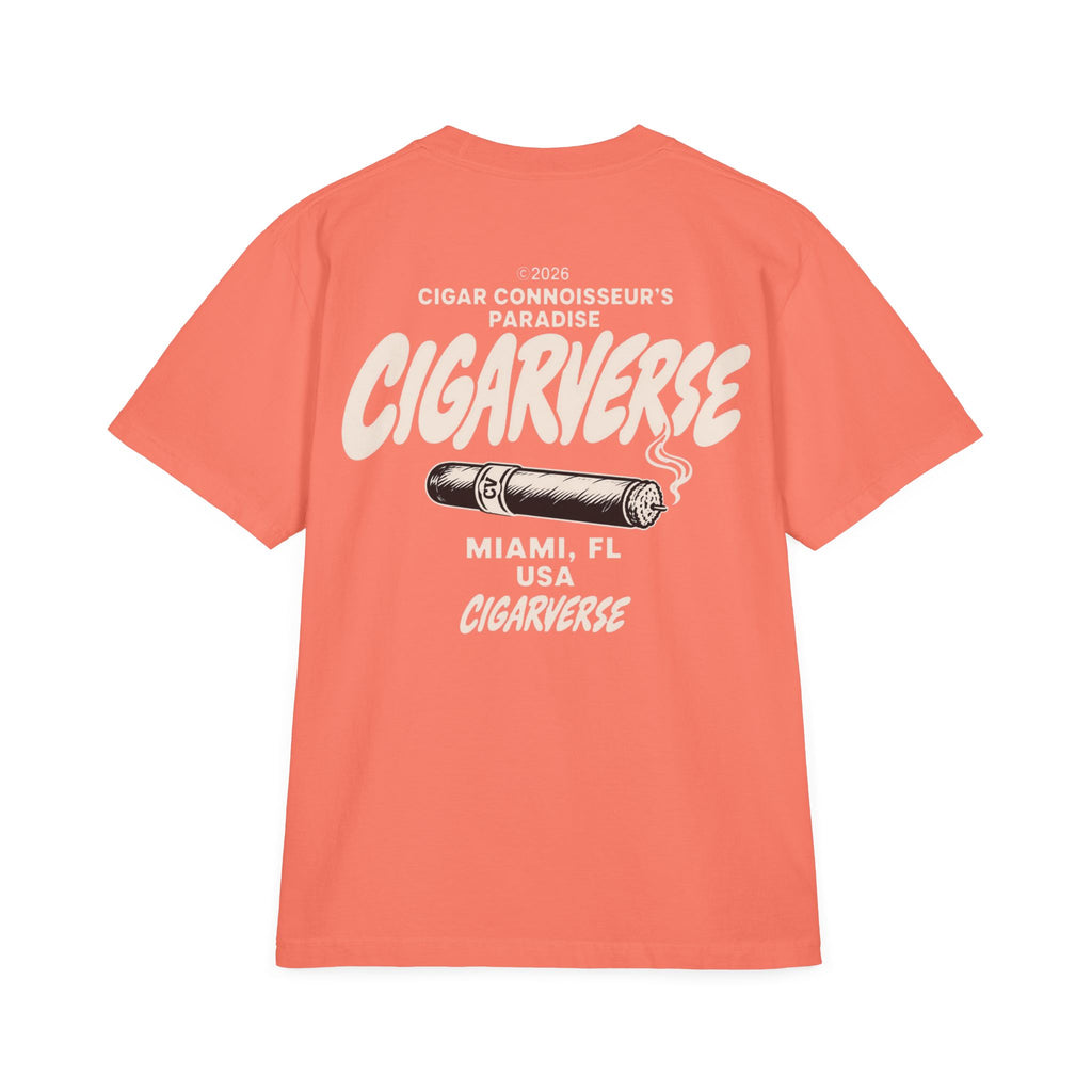Oversized Premium Max Heavyweight CIGARVERSE Graphic T-Shirt — 'Cigar Connoisseur's Paradise' Chest & Back Print