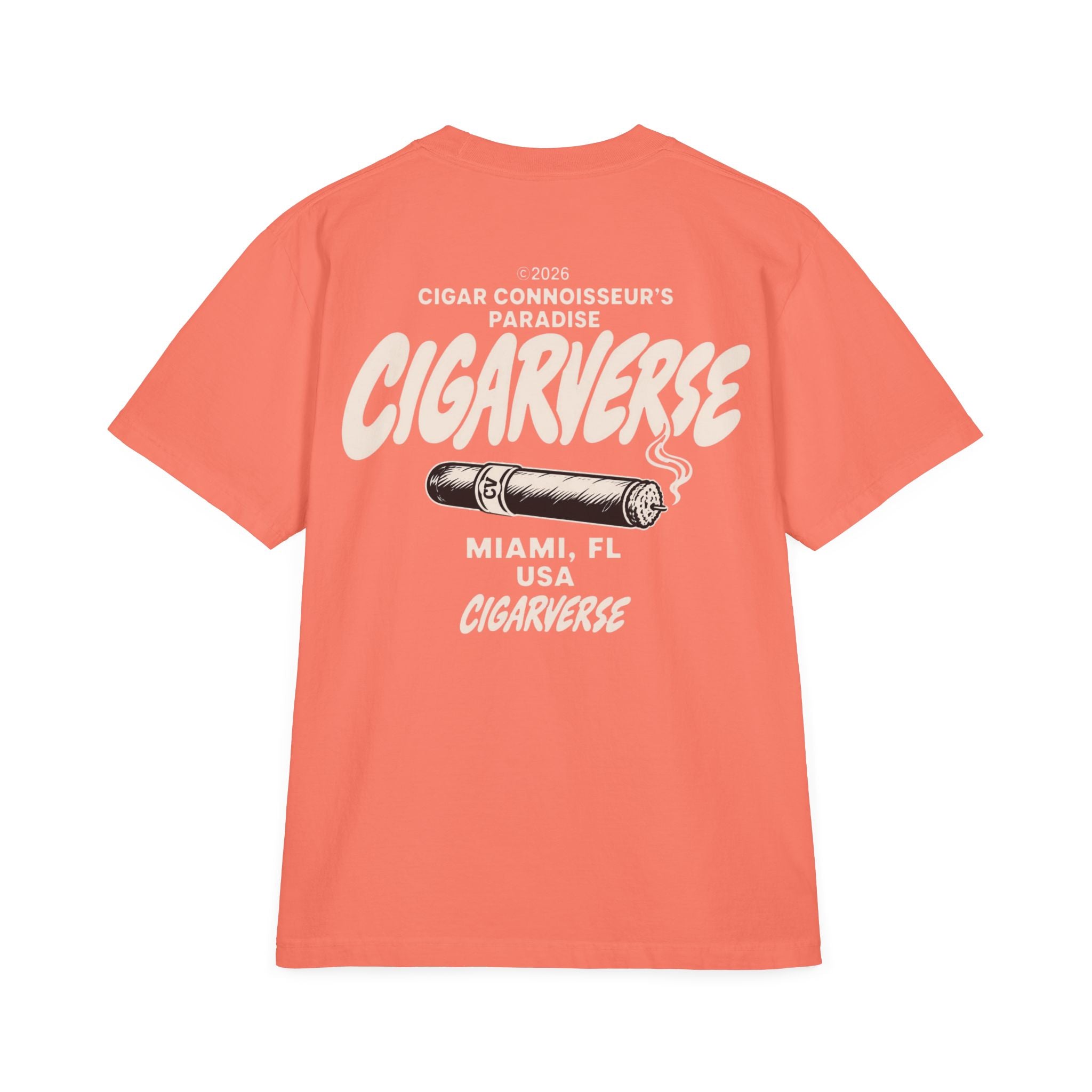 Oversized Premium Max Heavyweight CIGARVERSE Graphic T-Shirt — 'Cigar Connoisseur's Paradise' Chest & Back Print