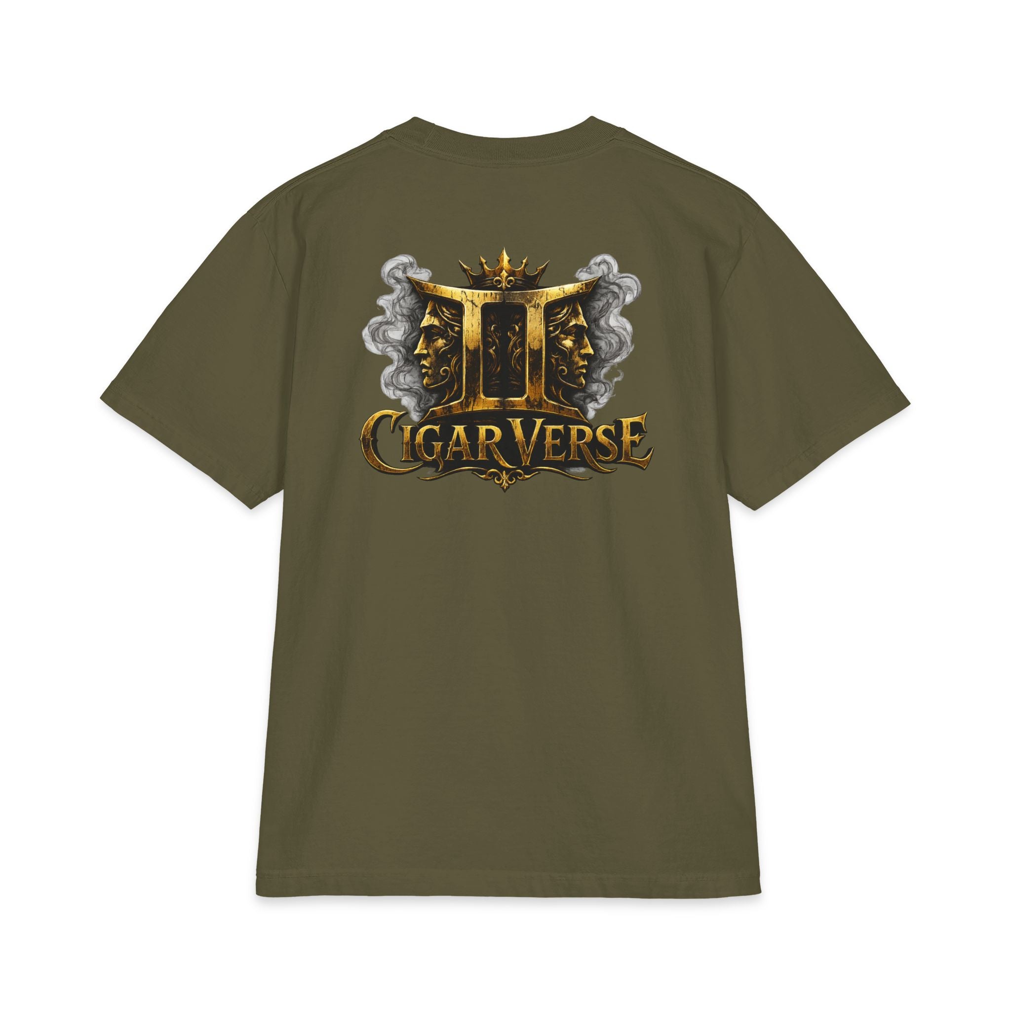 ULTRA PREMIUM HEAVYWEIGHT CigarVerse Graphic T-Shirt — Bold Gold Logo Smoking-Inspired Tee