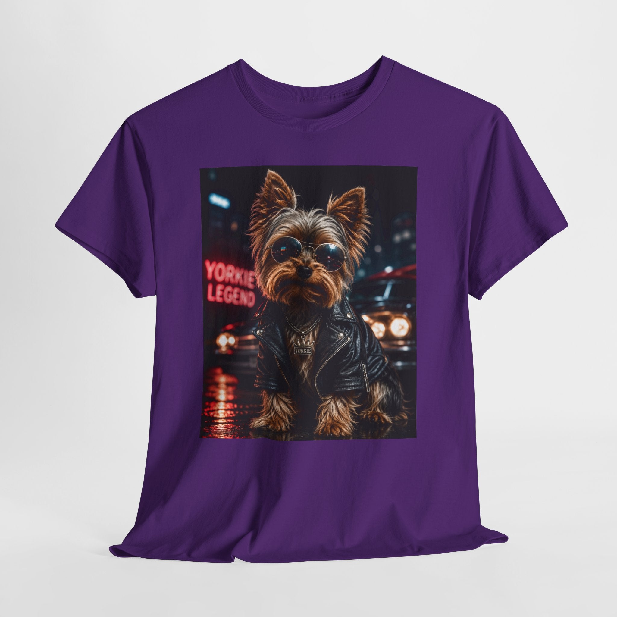 Yorkie Legend Tee — Cool Leather Jacket Yorkshire Terrier Dog T‑Shirt