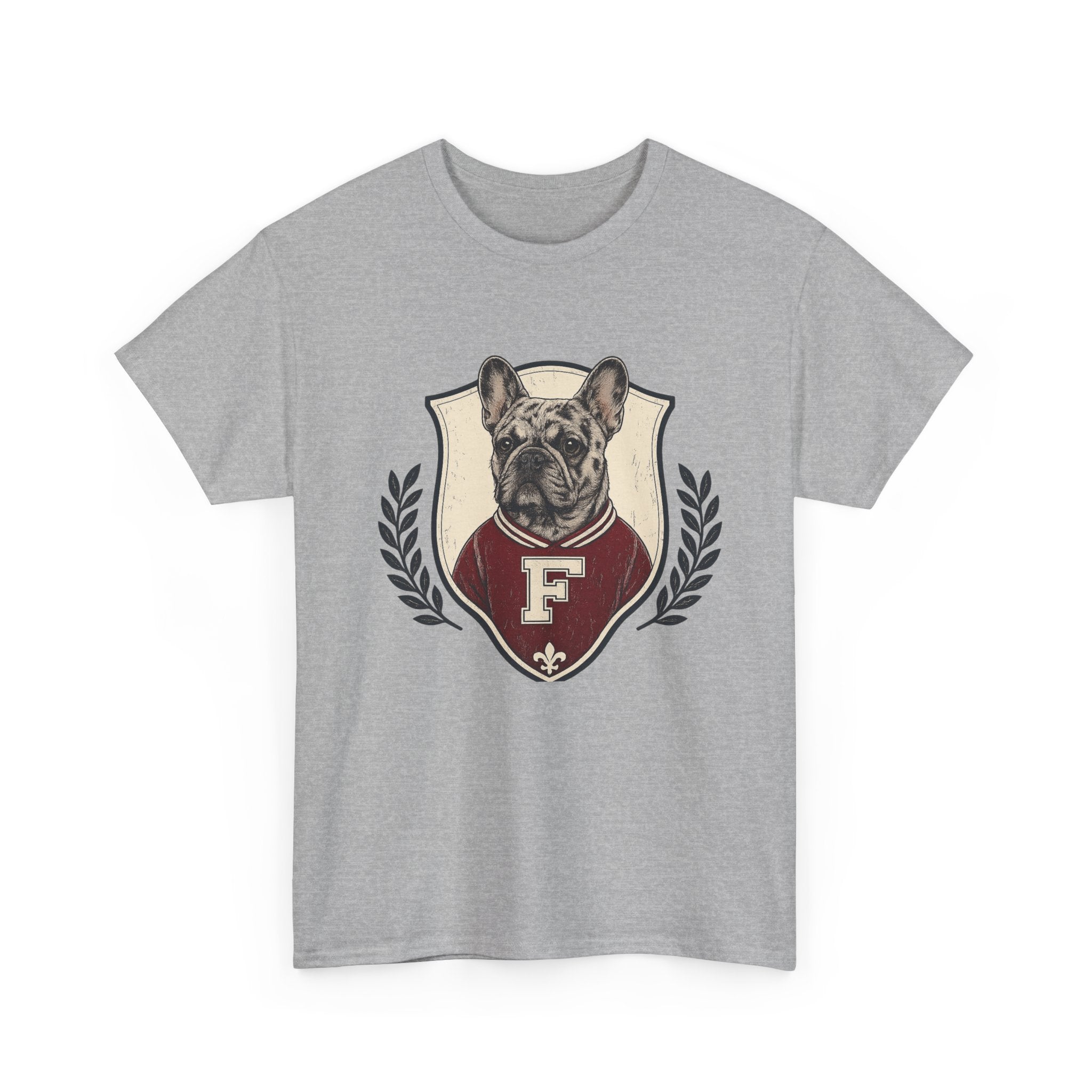 Unisex French Bulldog Crest T‑Shirt — Vintage Collegiate Pup Tee