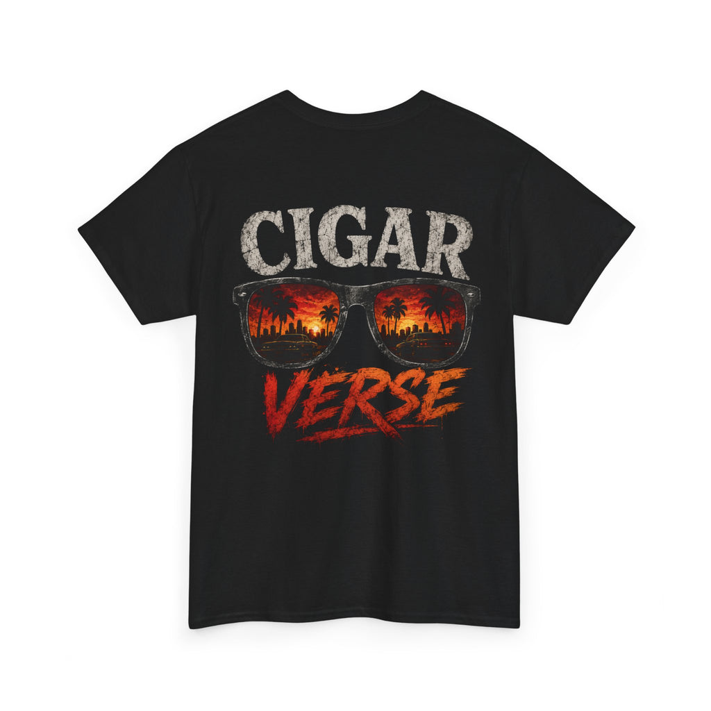 Cigar Verse Graphic Tee — Retro Sunglasses Smoke Design