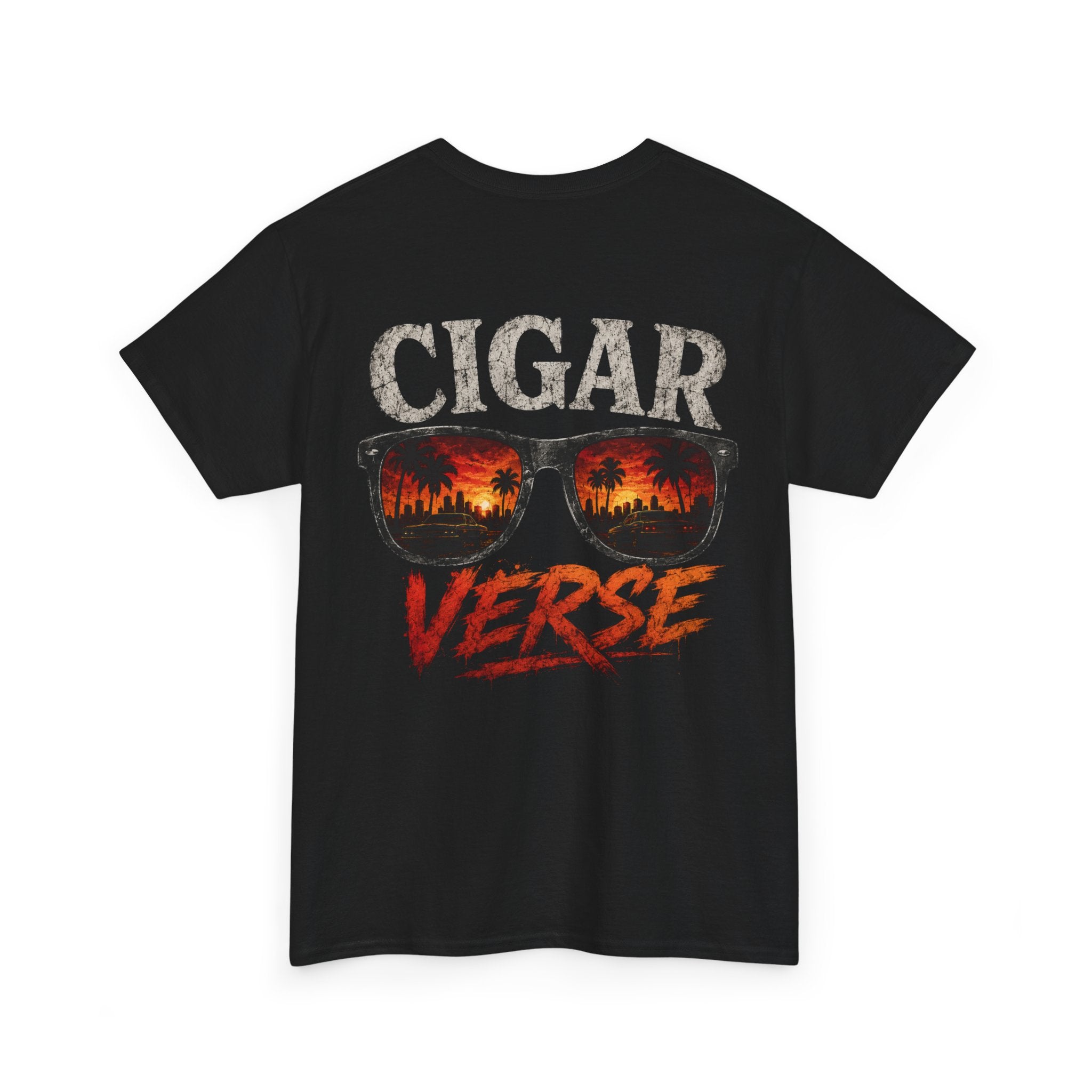 Cigar Verse Graphic Tee — Retro Sunglasses Smoke Design