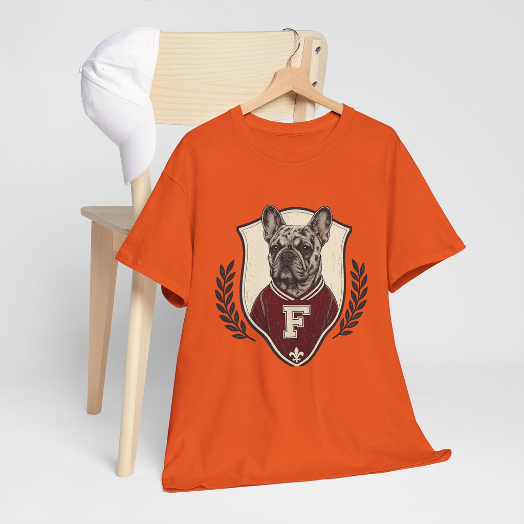 Unisex French Bulldog Crest T‑Shirt — Vintage Collegiate Pup Tee