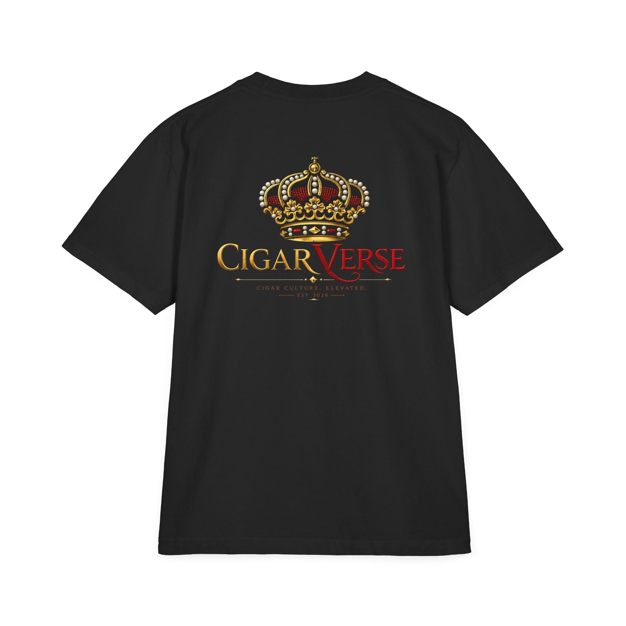Oversized Premium Max Heavyweight CigarVerse Crown T-Shirt — Vintage Luxury Logo Tee for Cigar Enthusiasts