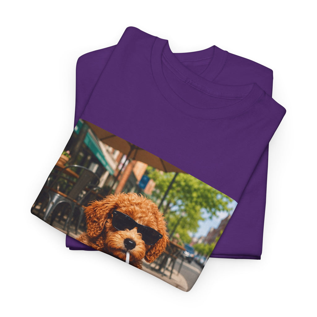 T-Shirt — Cute Puppy Drinking Iced Coffee Photo Tee