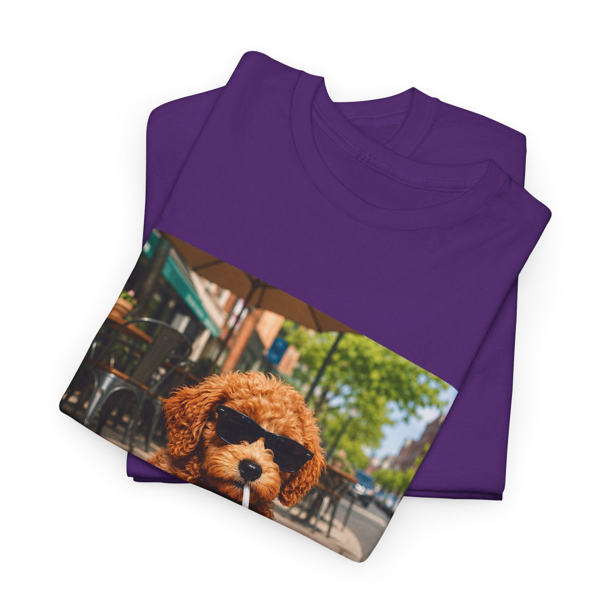 T-Shirt — Cute Puppy Drinking Iced Coffee Photo Tee