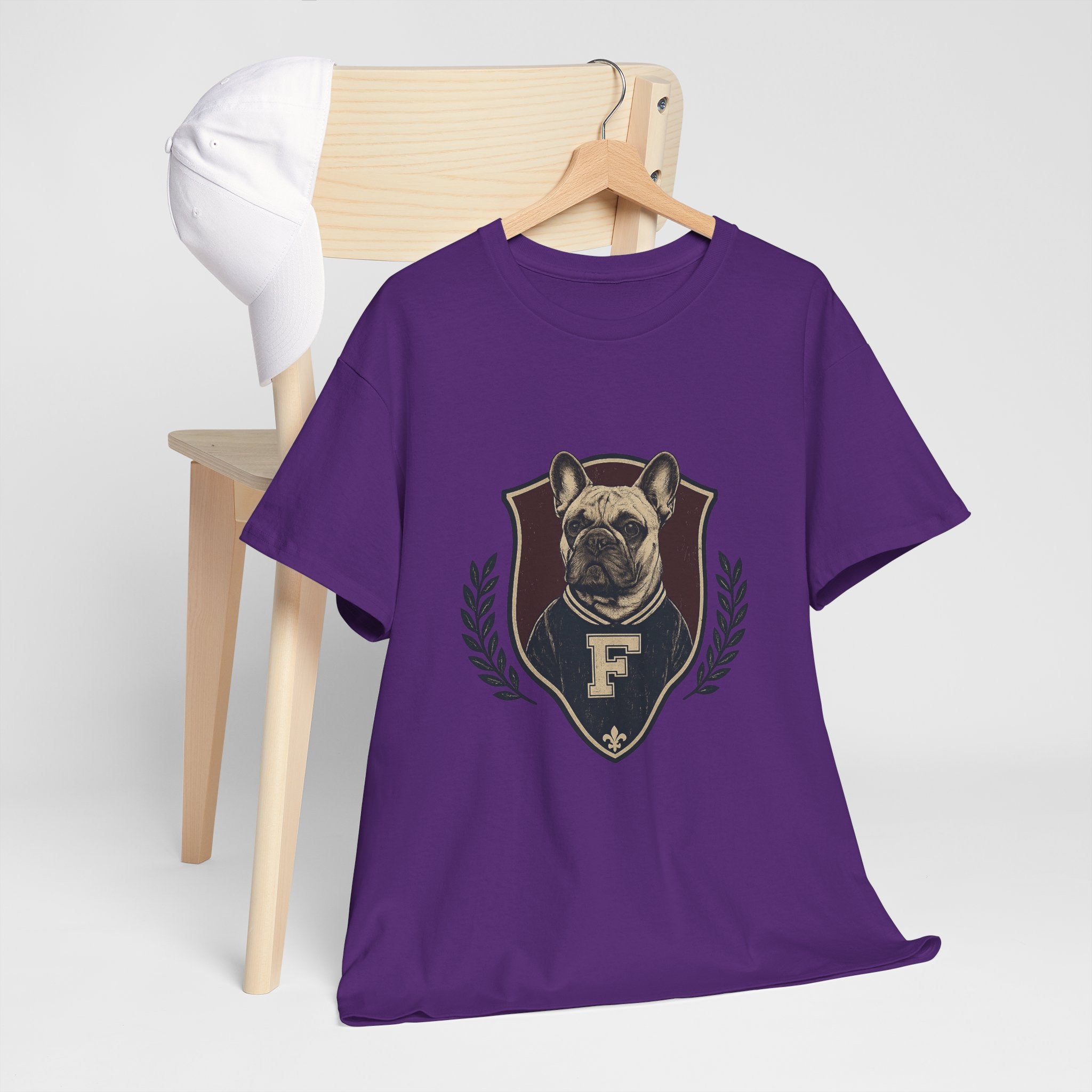 French Bulldog Crest T-Shirt — Vintage Campus Emblem Tee