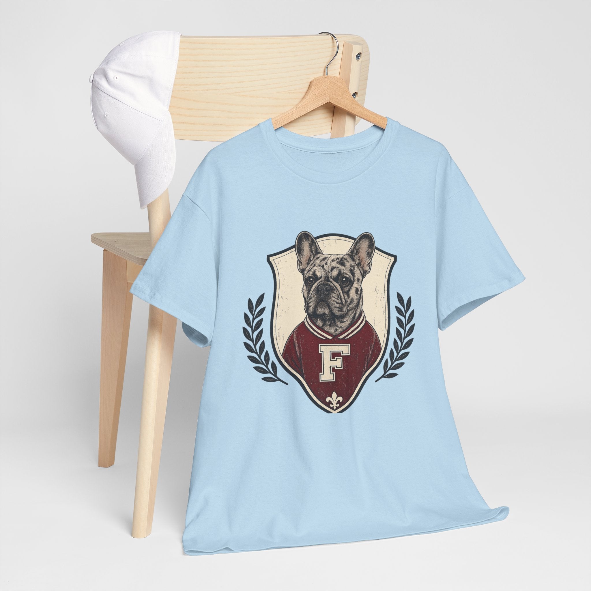 Unisex French Bulldog Crest T‑Shirt — Vintage Collegiate Pup Tee