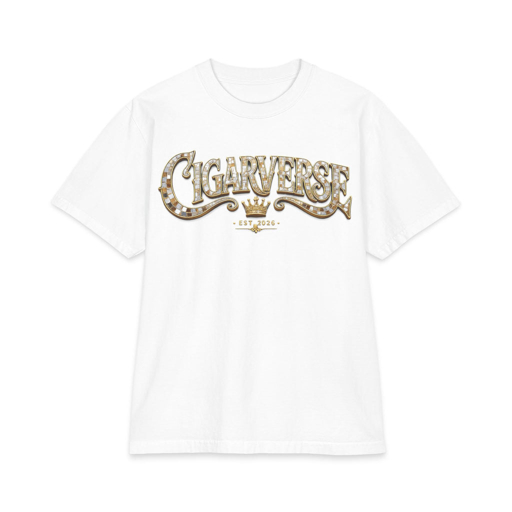 ULTRA PREMIUM HEAVYWEIGHT CigarVerse Graphic T‑Shirt — Retro Gold Script Logo Tee