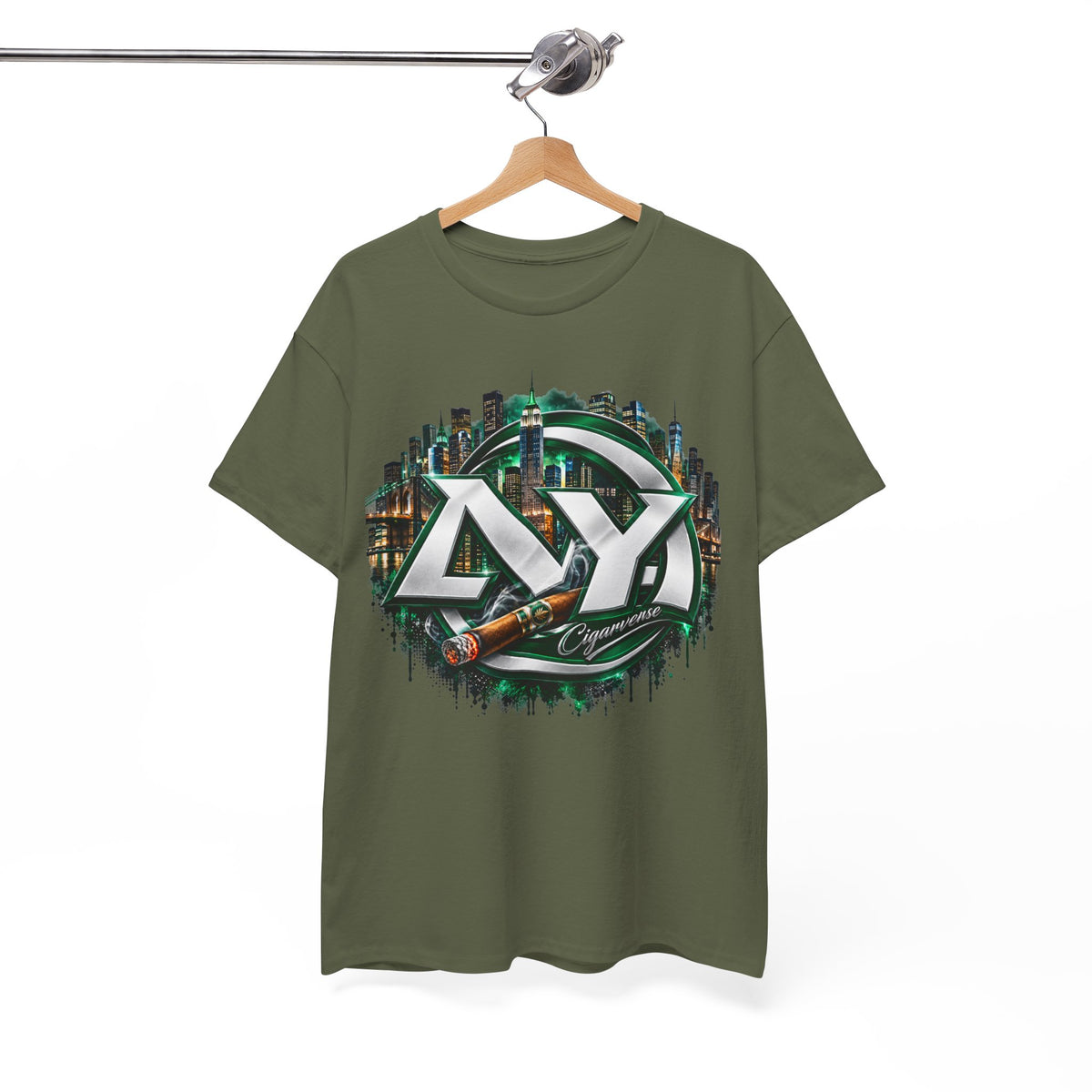 City Nights Logo T‑Shirt — Green Skyline AYY Graphic Tee