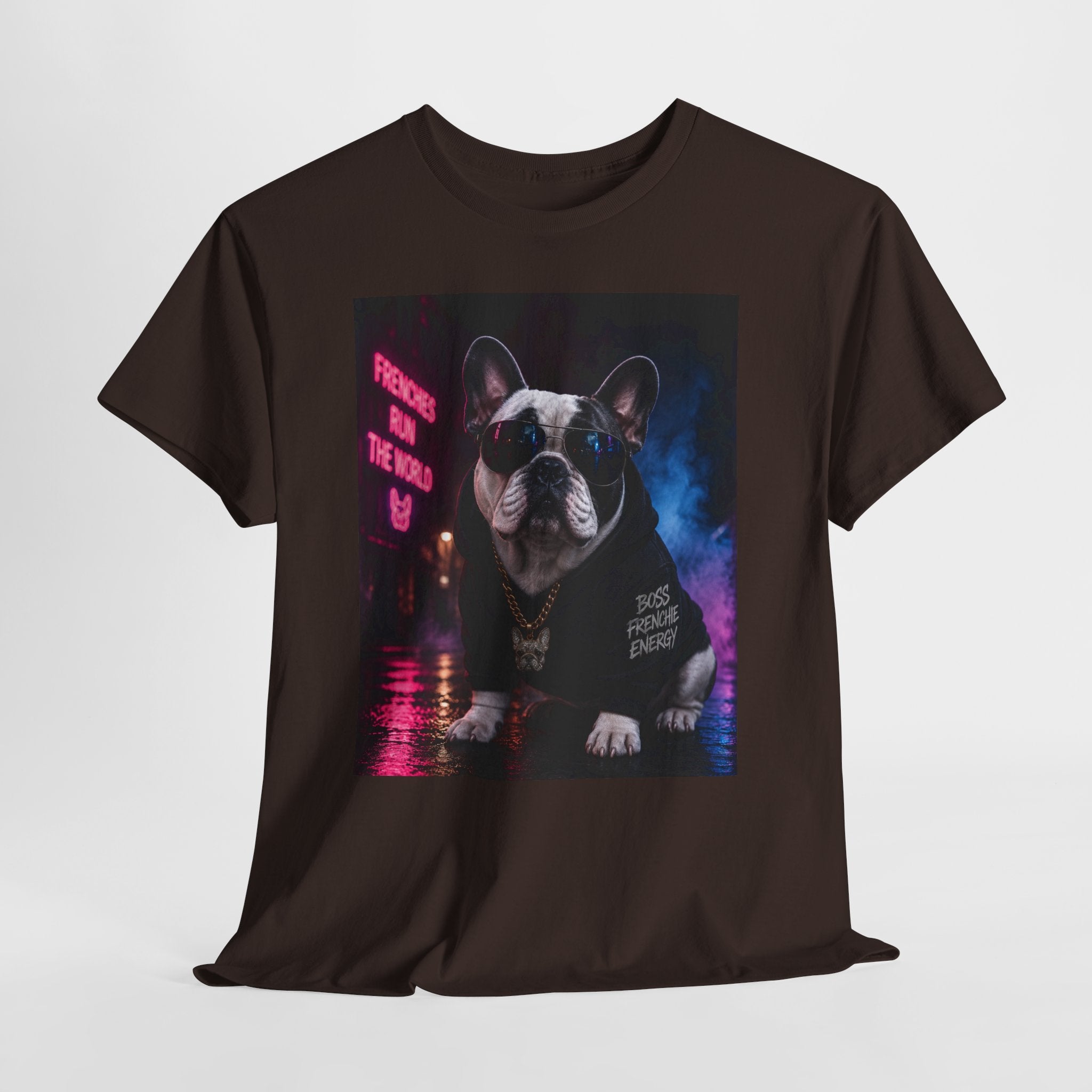 Bulldog Gangster Tee — Neon Retro Dog Graphic T-Shirt