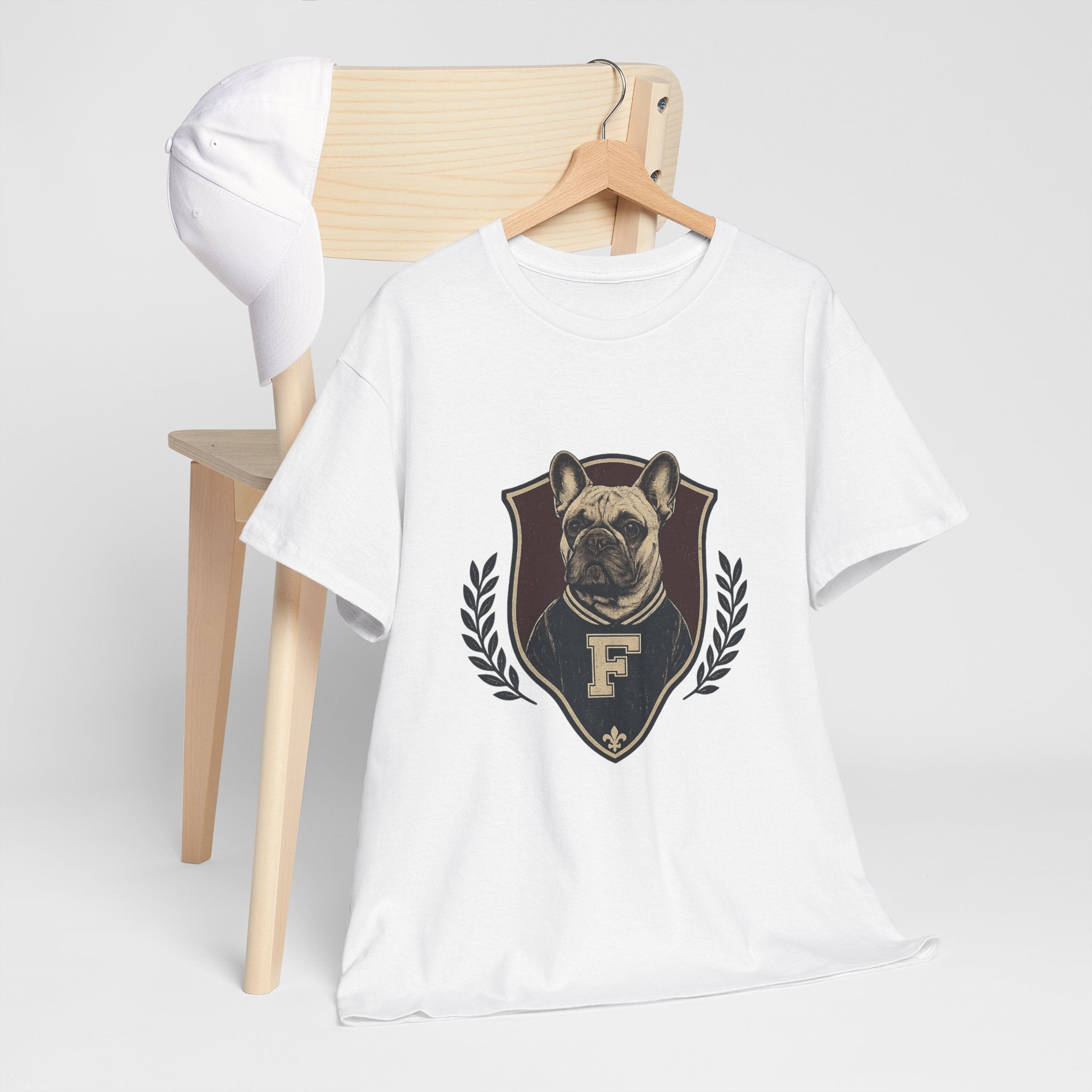 French Bulldog Crest T-Shirt — Vintage Campus Emblem Tee