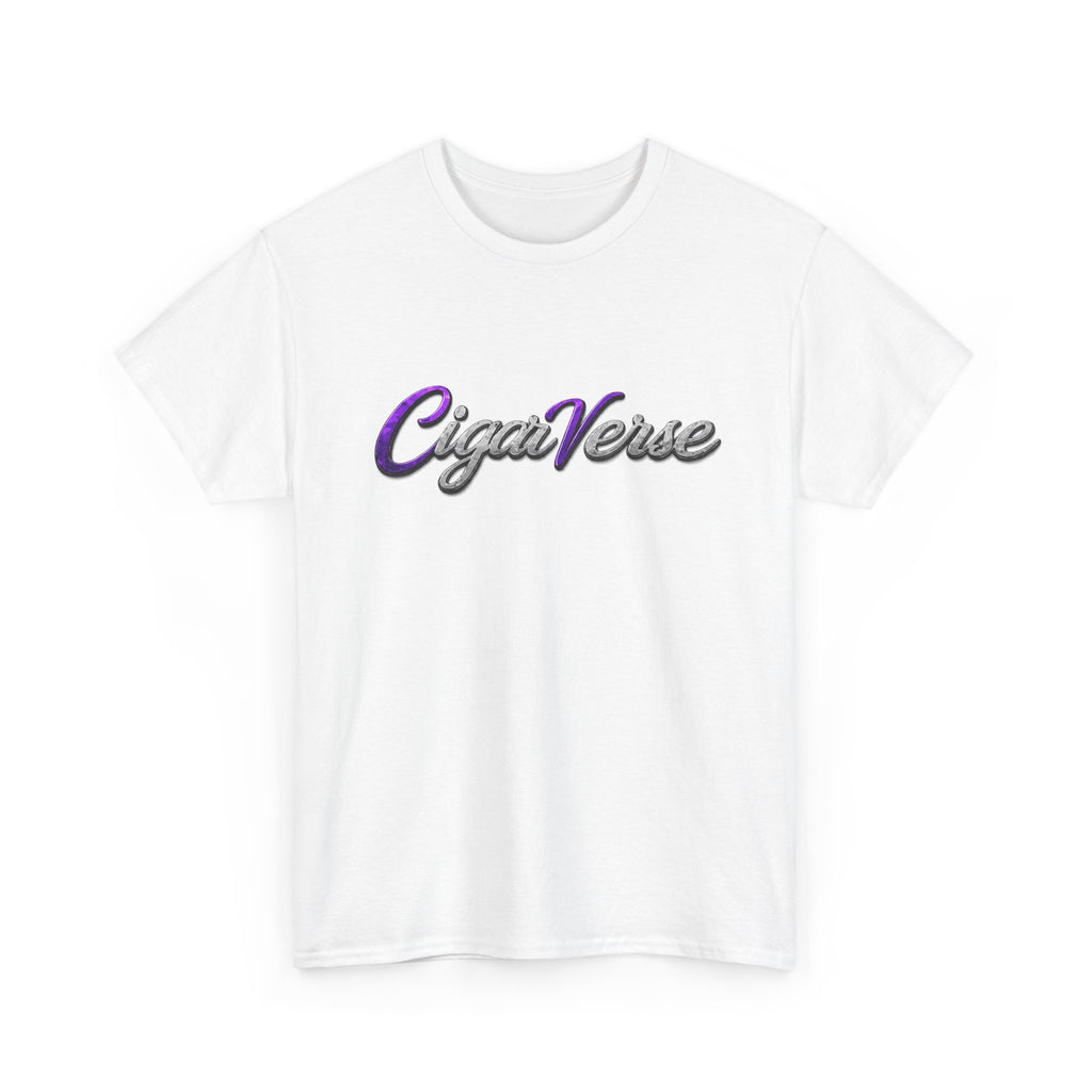 CigaVerse Script Logo Tee — Retro Purple & Gray Graphic T‑Shirt