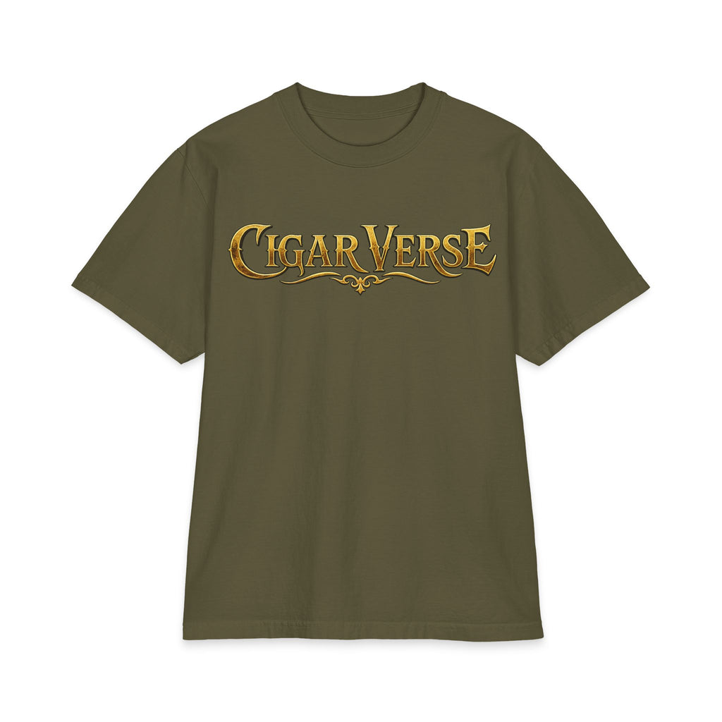 ULTRA PREMIUM HEAVYWEIGHT CigarVerse Graphic T-Shirt — Bold Gold Logo Smoking-Inspired Tee