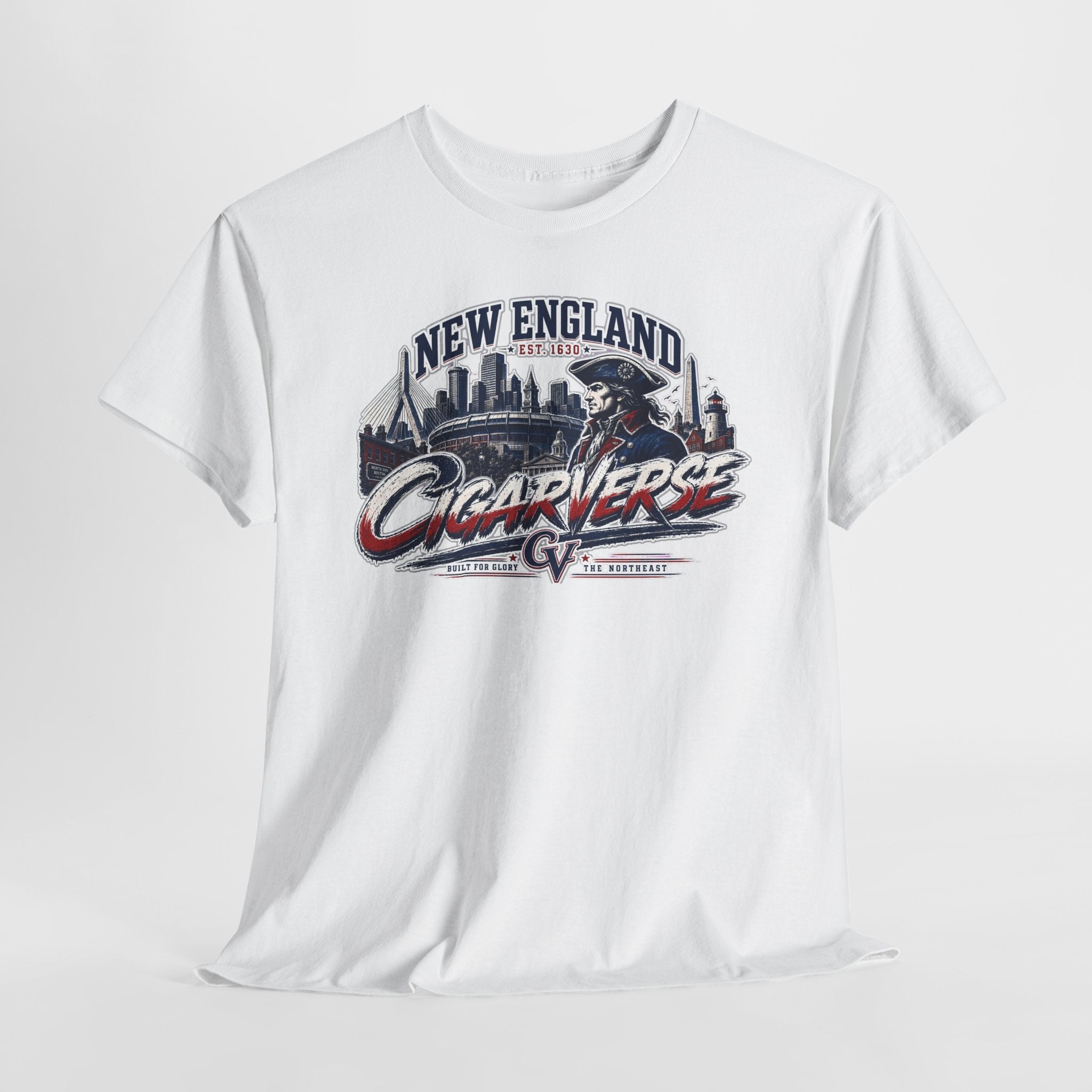 Unisex CIGARVERSE New England T-Shirt — 'NEW ENGLAND CIGARVERSE ' Skyline Graphic Tee