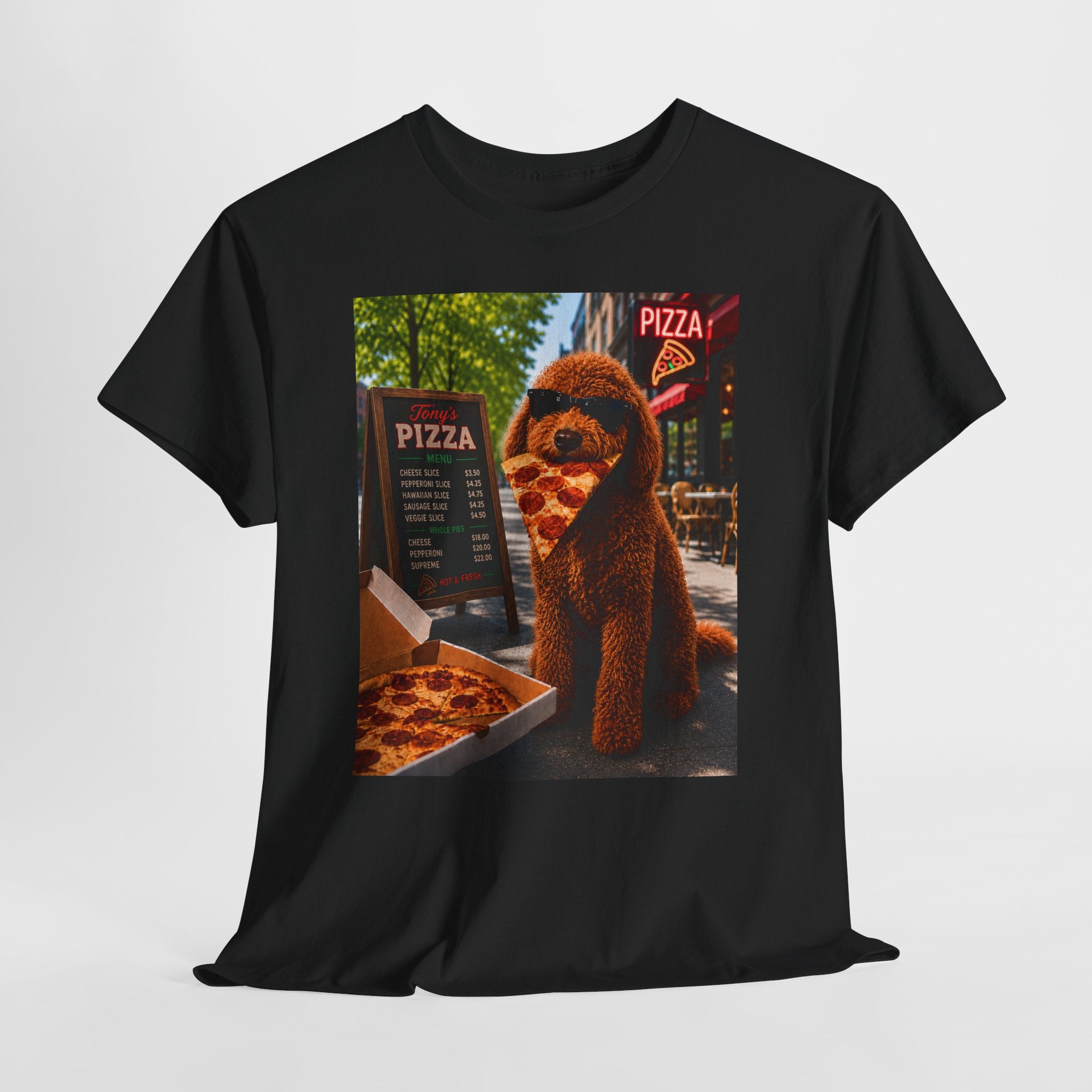 Doodle Pizza Tee — Cute Eating Pizza T-Shirt