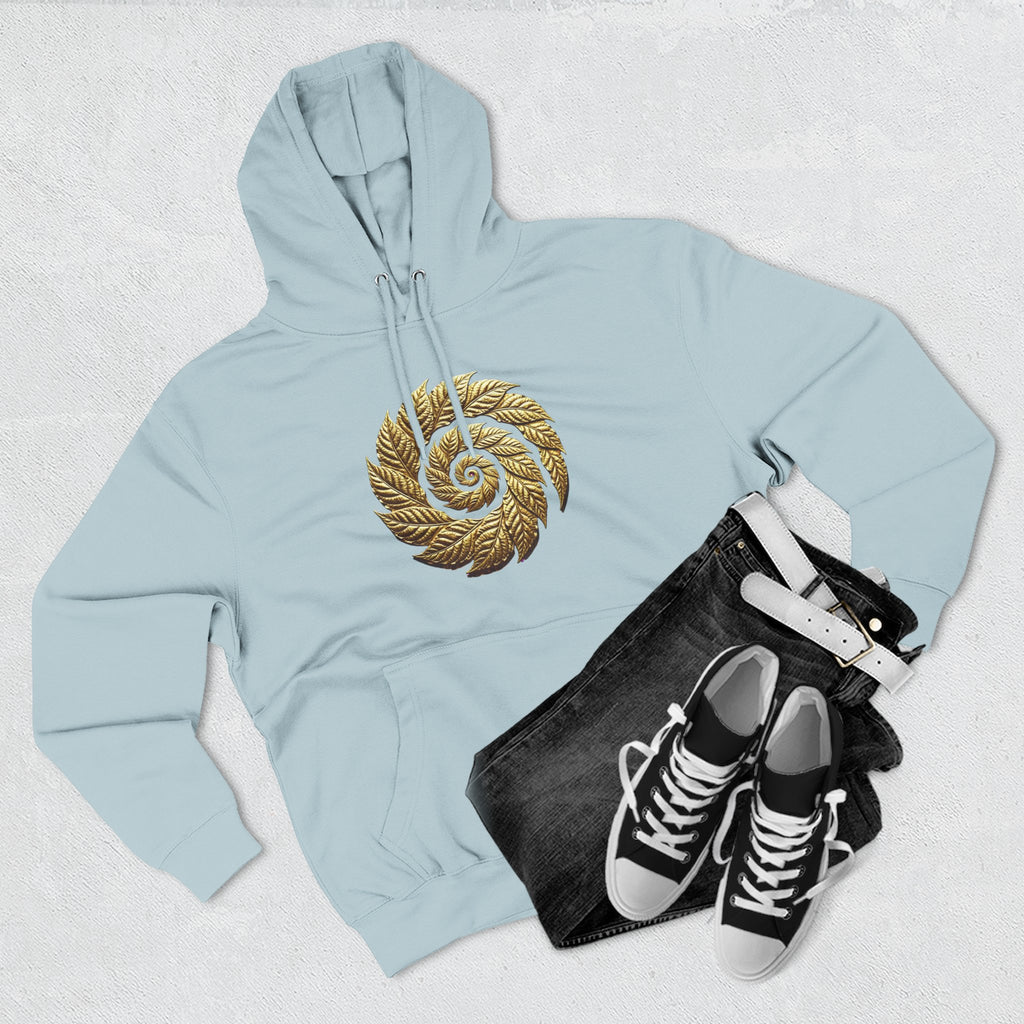 Golden Spiral Leaf Hoodie — Botanical Spiral Graphic Pullover