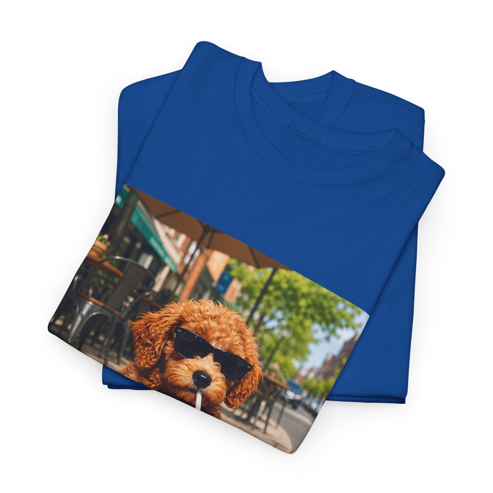 T-Shirt — Cute Puppy Drinking Iced Coffee Photo Tee
