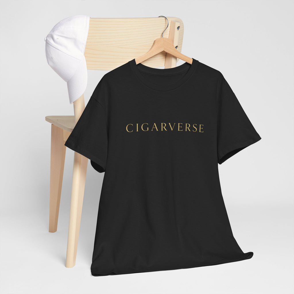 CigarVerse Tee — Minimalist Gold Logo Short-Sleeve T-Shirt for Cigar Enthusiasts