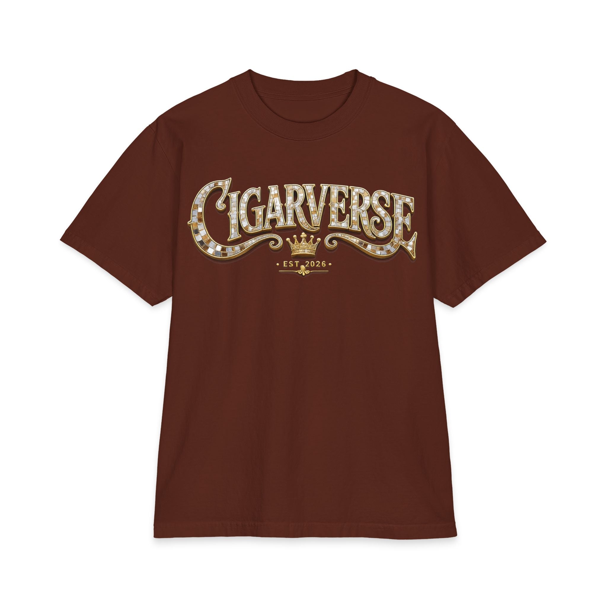 ULTRA PREMIUM HEAVYWEIGHT CigarVerse Graphic T‑Shirt — Retro Gold Script Logo Tee