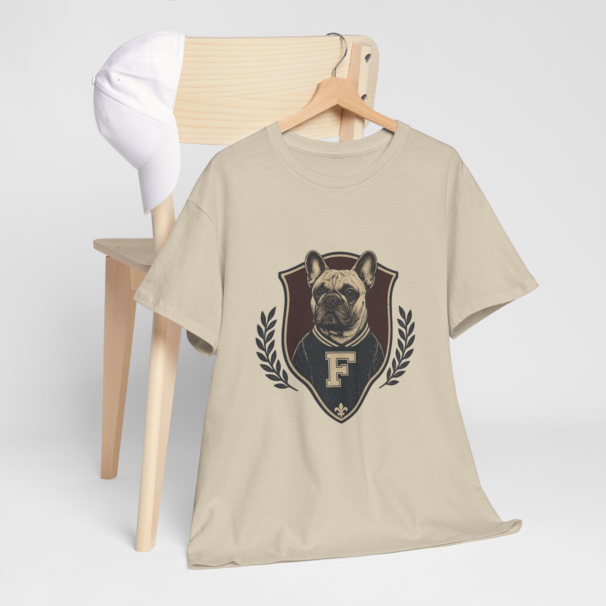 French Bulldog Crest T-Shirt — Vintage Campus Emblem Tee