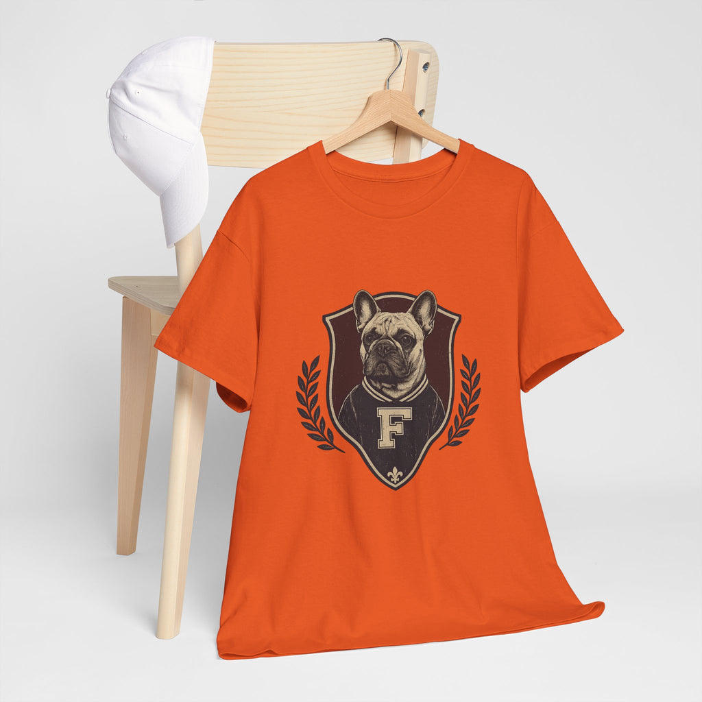 French Bulldog Crest T-Shirt — Vintage Campus Emblem Tee