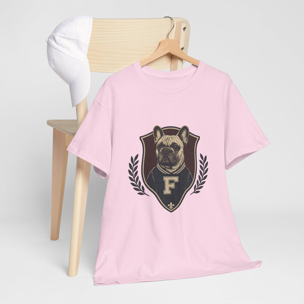 French Bulldog Crest T-Shirt — Vintage Campus Emblem Tee