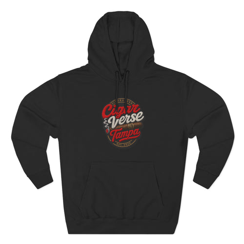 Cigar Verse Tampa Hoodie — Retro Script Logo Fleece Pullover