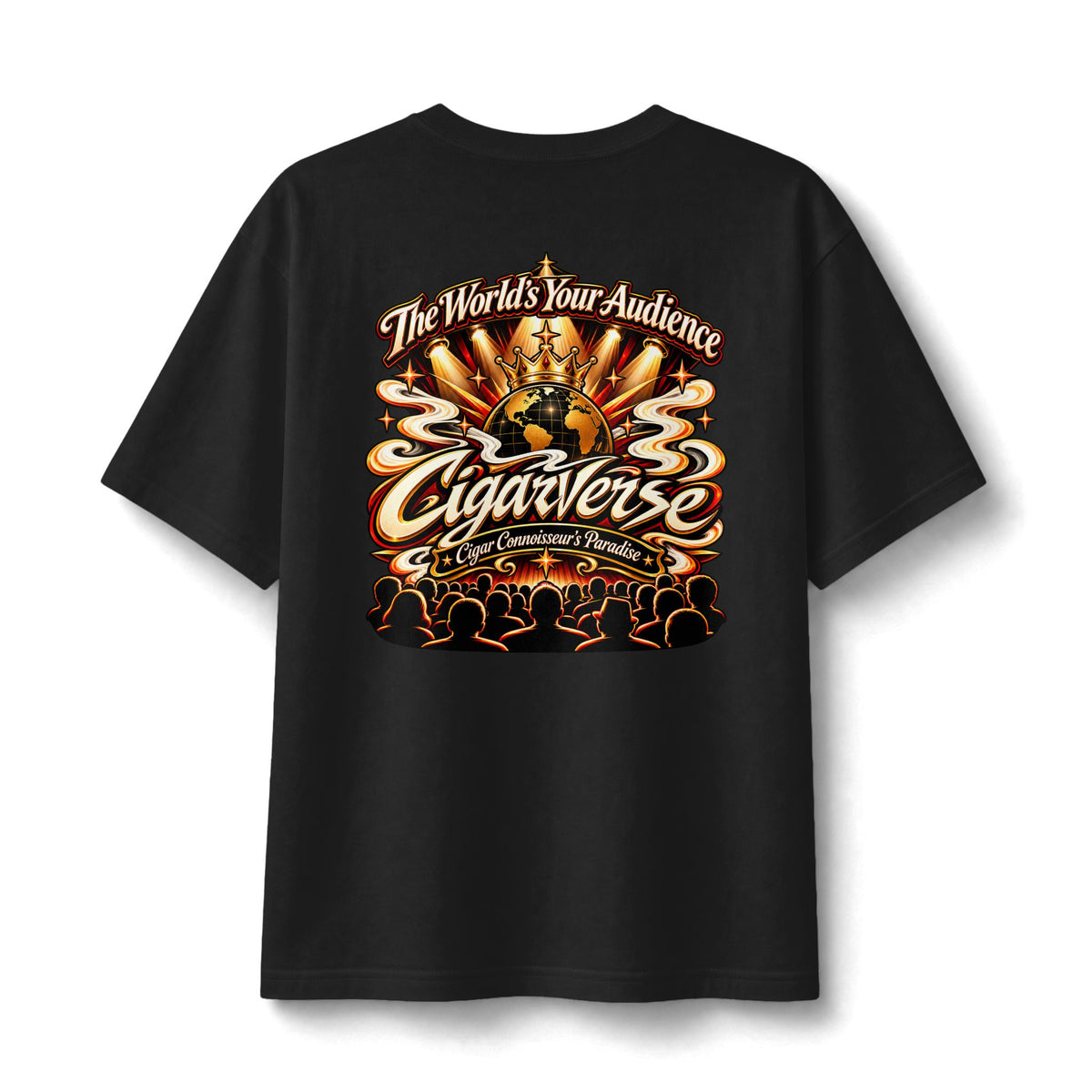 CigarVerse Graphic Tee — "The World's Your Audience" Smoky Logo T-Shirt