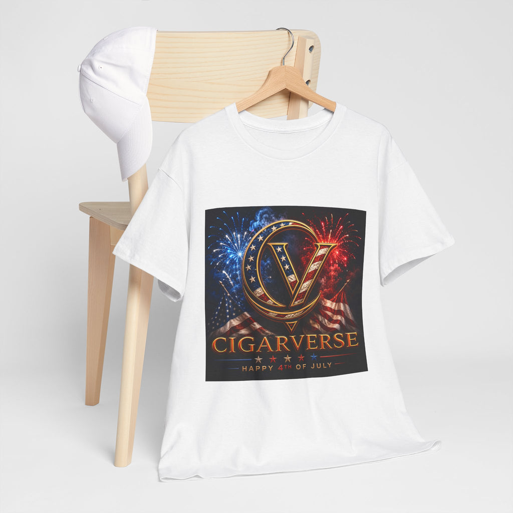 Cigarverse Logo Tee — Patriotic Gold & Flag Emblem Cotton T‑Shirt