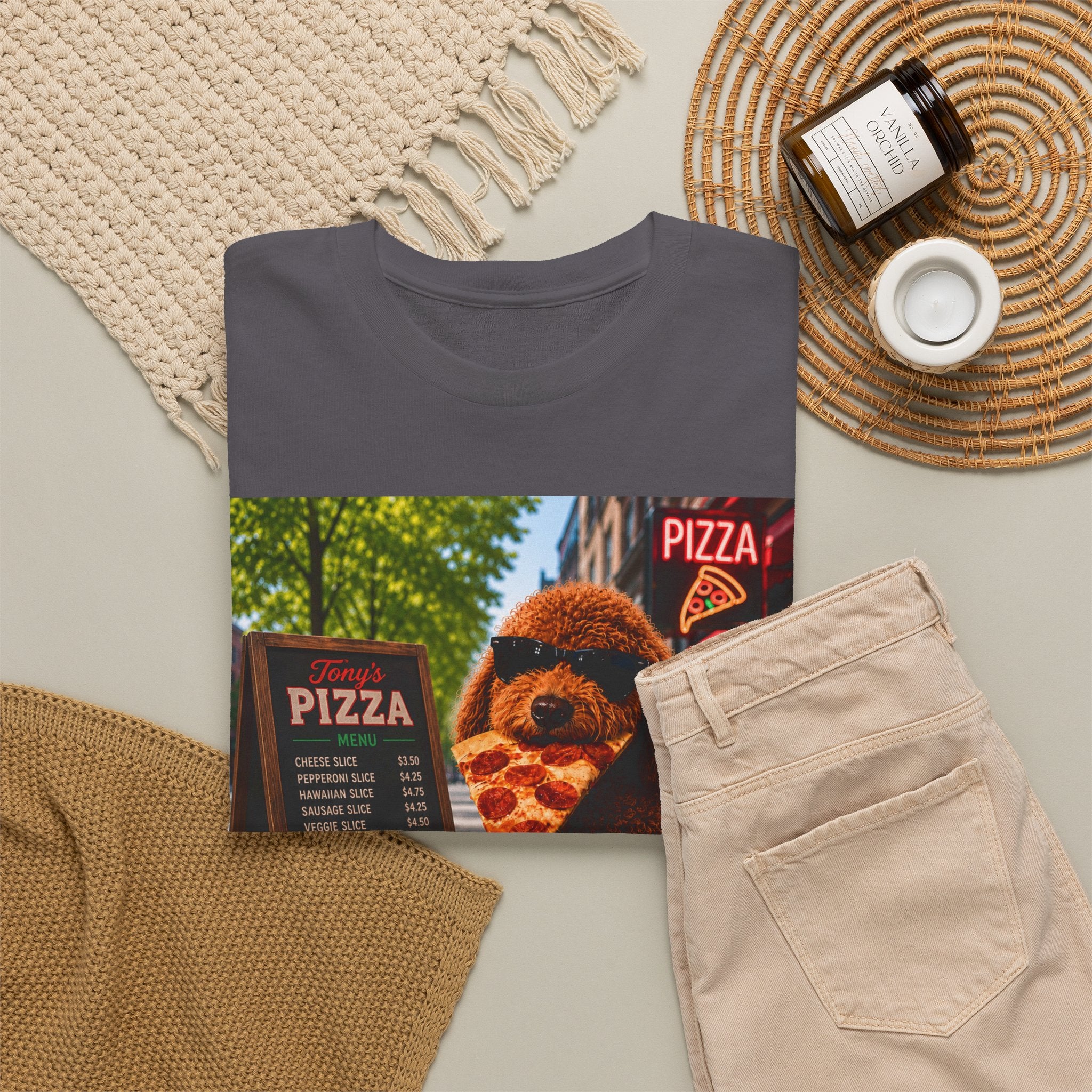 Doodle Pizza Tee — Cute Eating Pizza T-Shirt