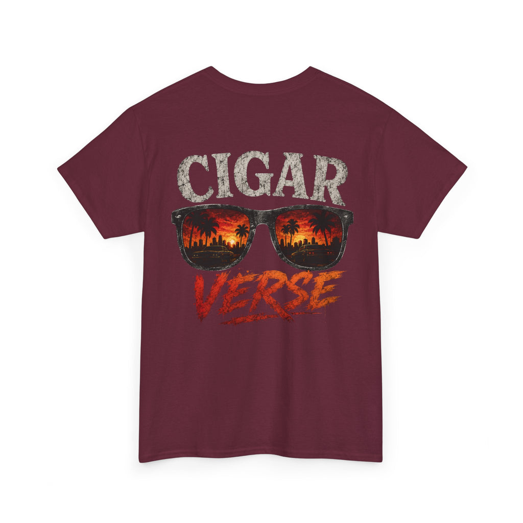 Cigar Verse Graphic Tee — Retro Sunglasses Smoke Design