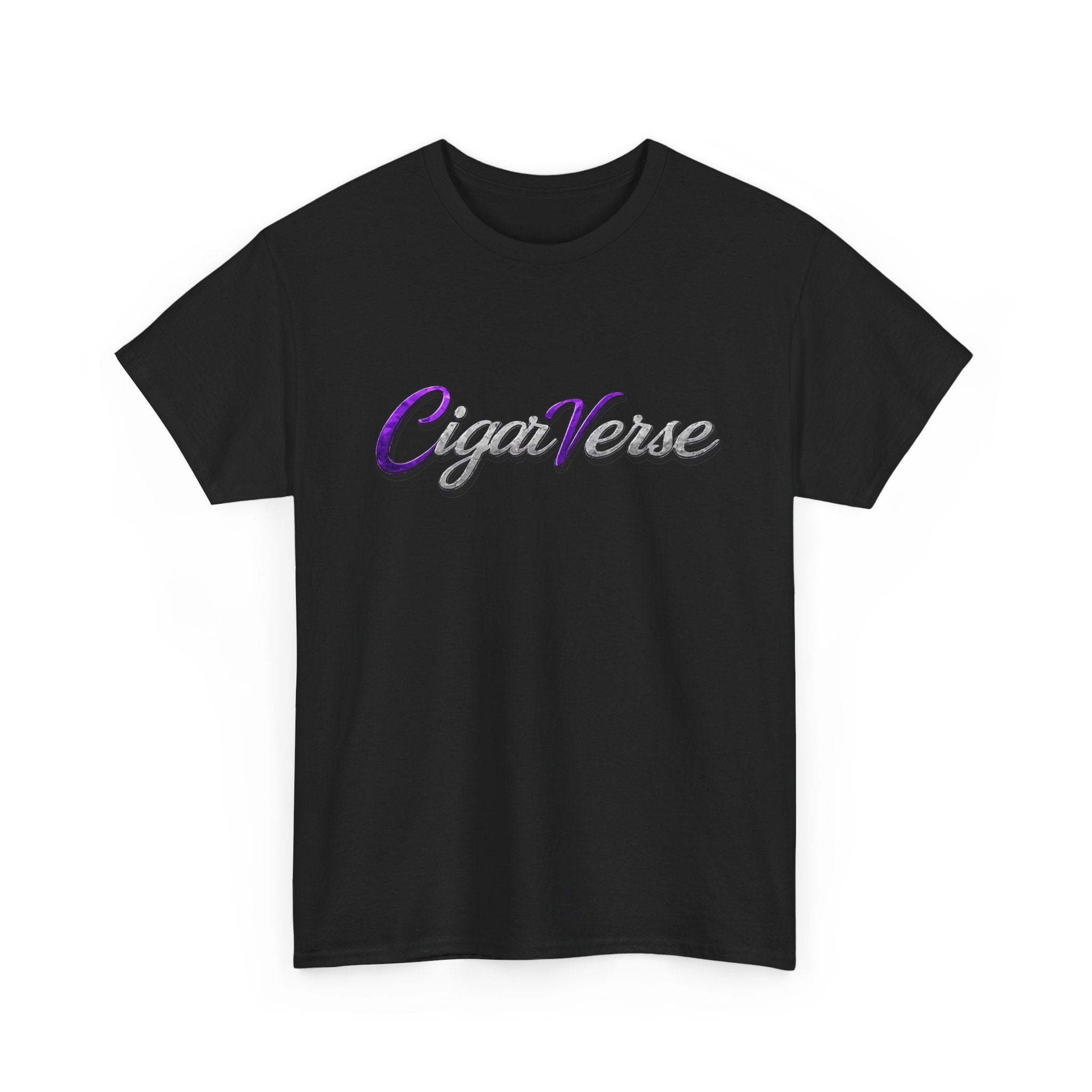 CigaVerse Script Logo Tee — Retro Purple & Gray Graphic T‑Shirt
