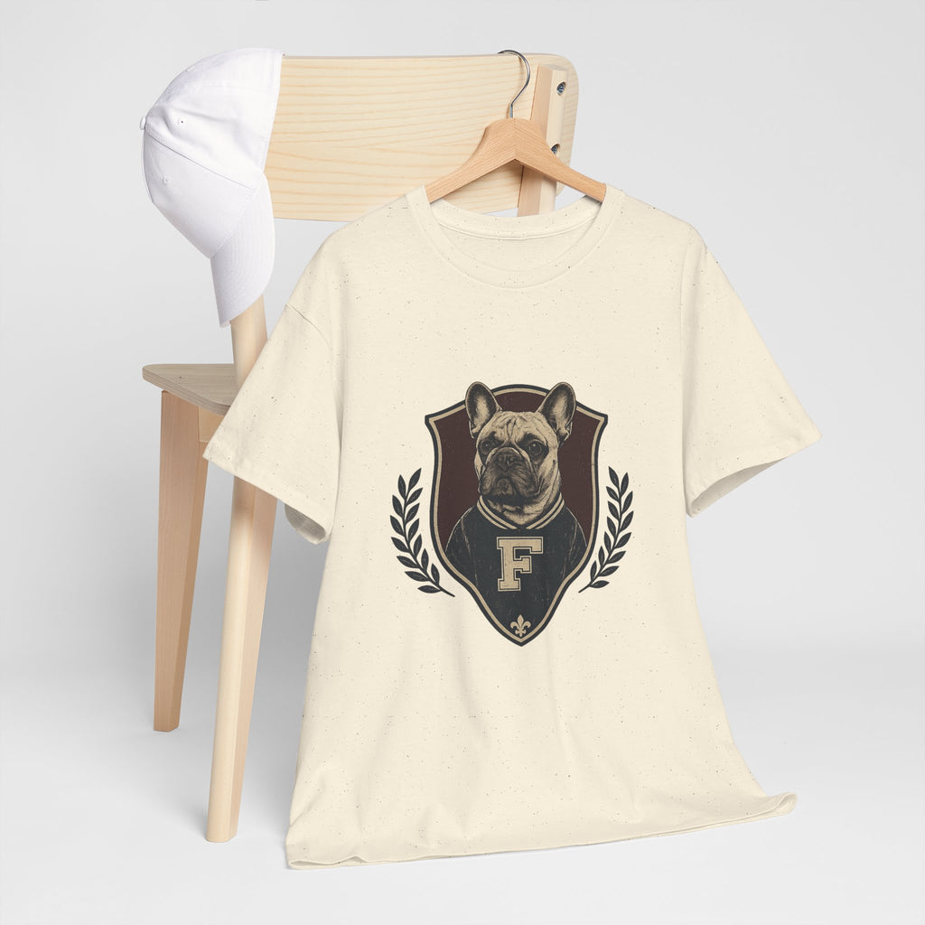 French Bulldog Crest T-Shirt — Vintage Campus Emblem Tee