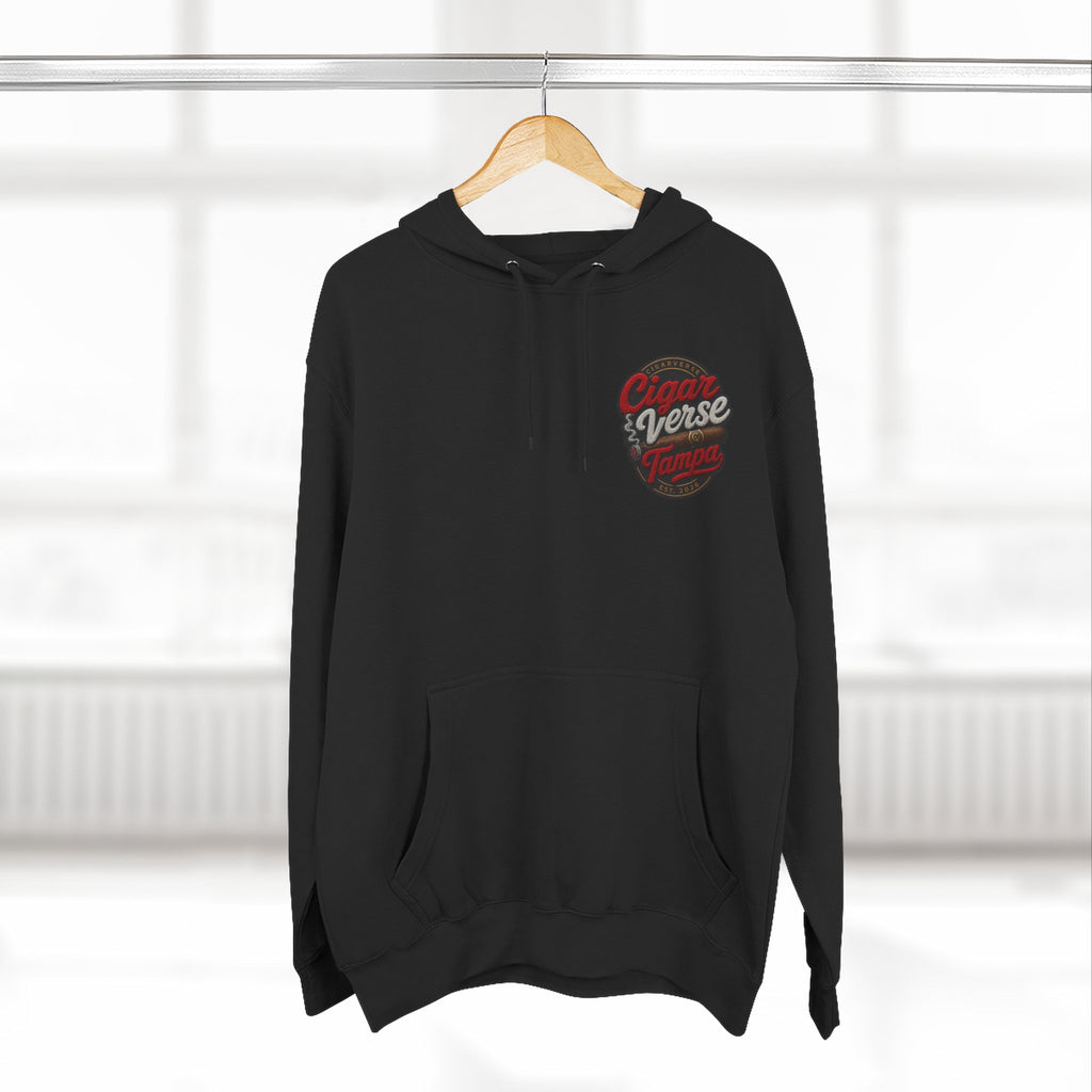 CIGARVERSE Logo Hoodie — Vintage Red Script Chest Print