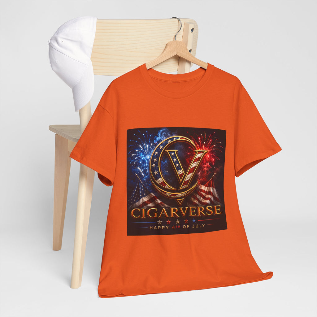 Cigarverse Logo Tee — Patriotic Gold & Flag Emblem Cotton T‑Shirt