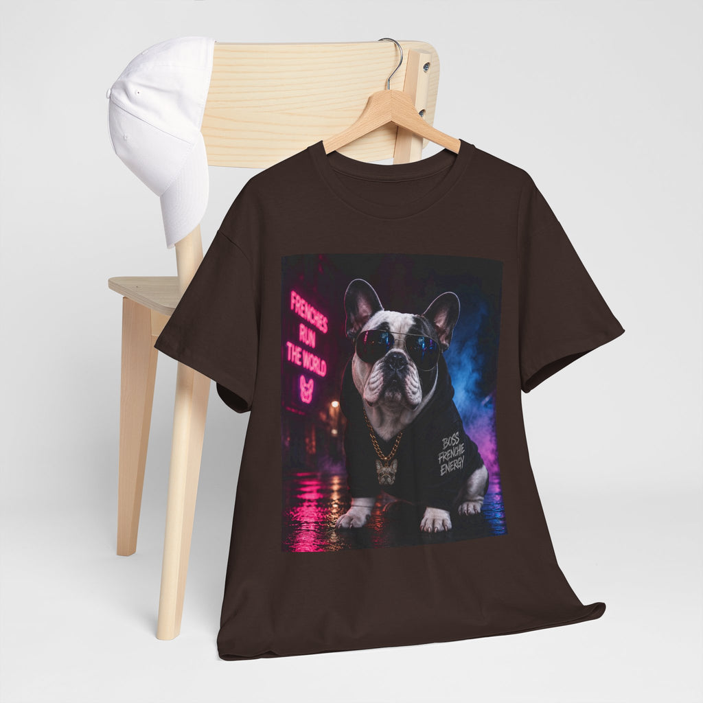 Bulldog Gangster Tee — Neon Retro Dog Graphic T-Shirt