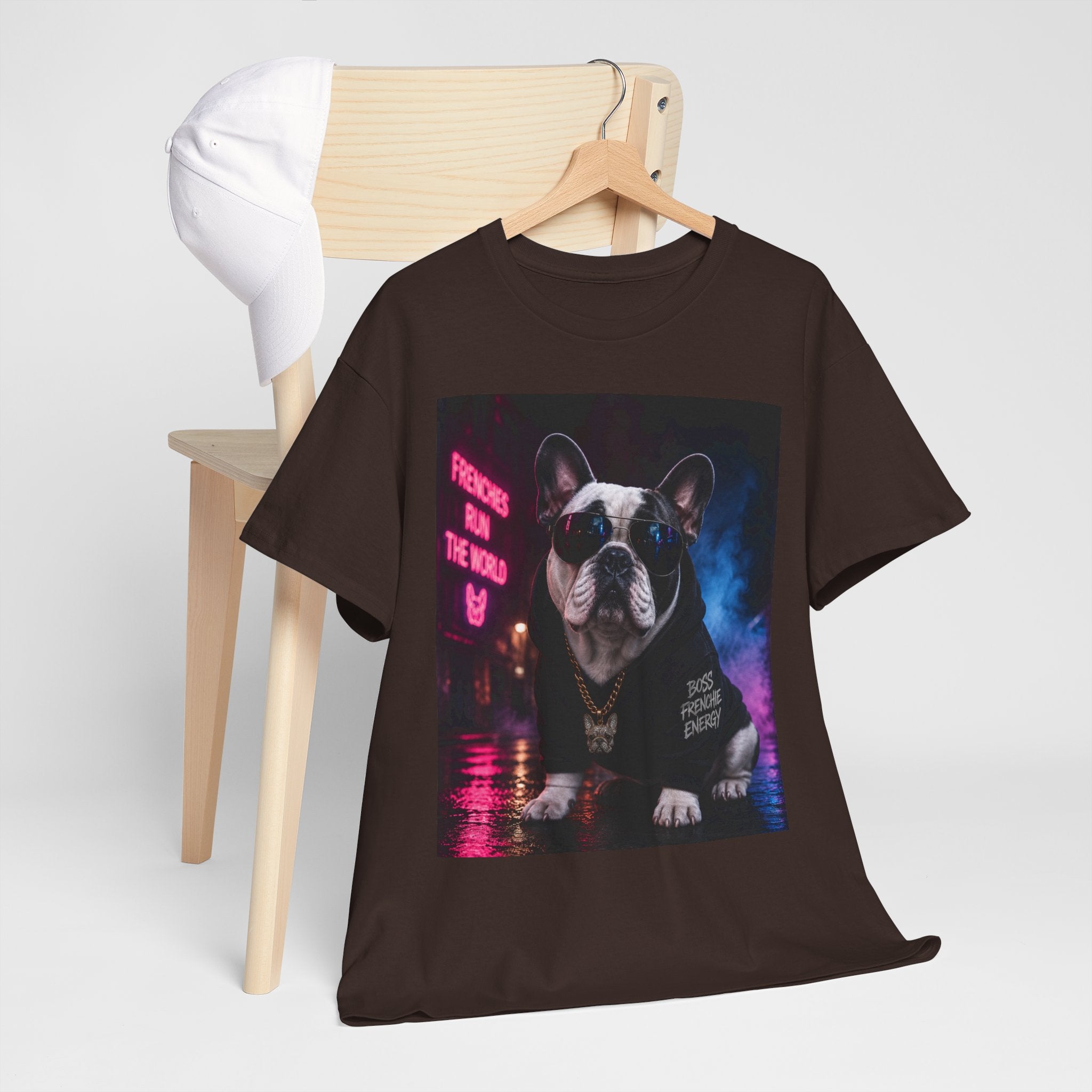 Bulldog Gangster Tee — Neon Retro Dog Graphic T-Shirt