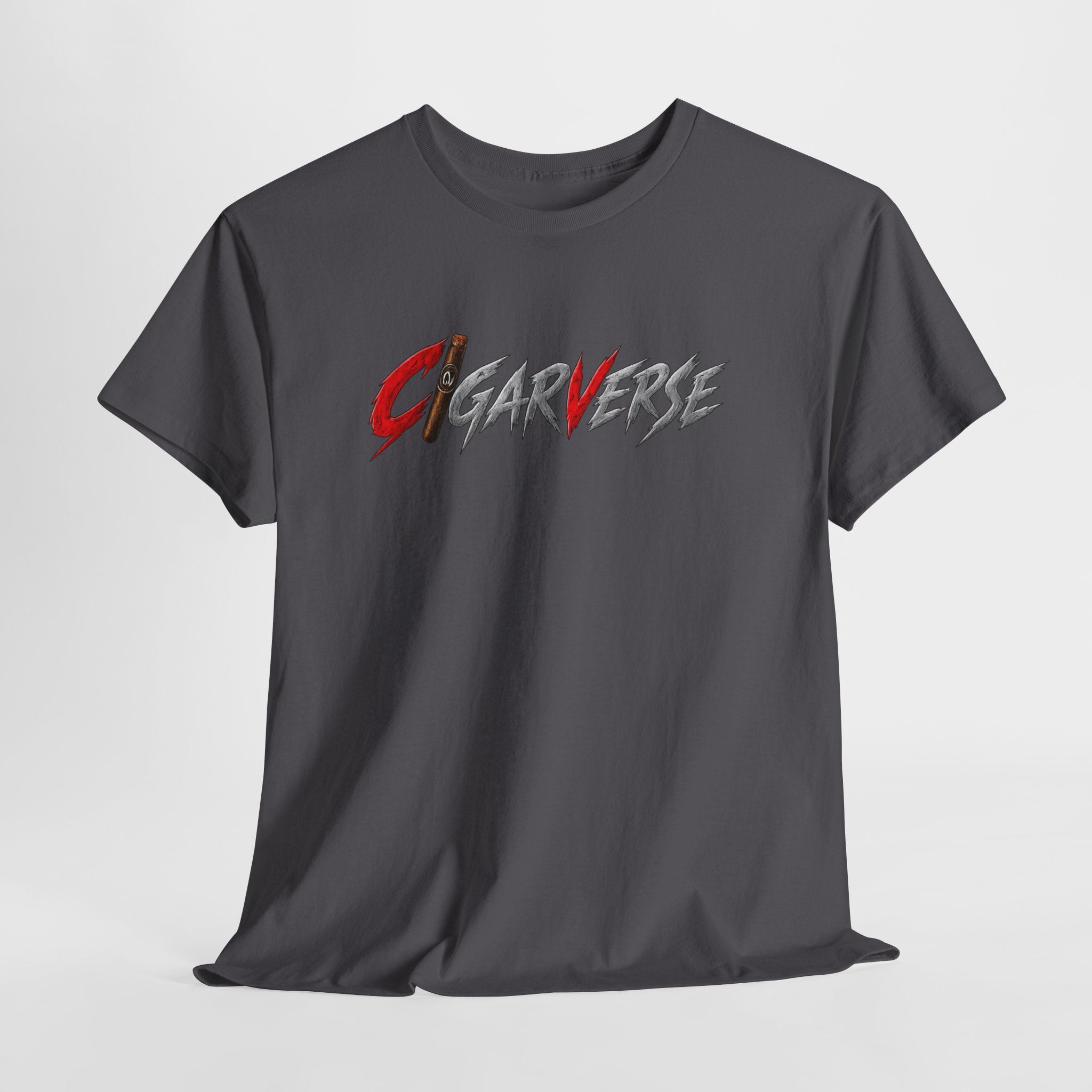 Cigarverse Graphic Tee — Bold Red & Gray Logo T-Shirt