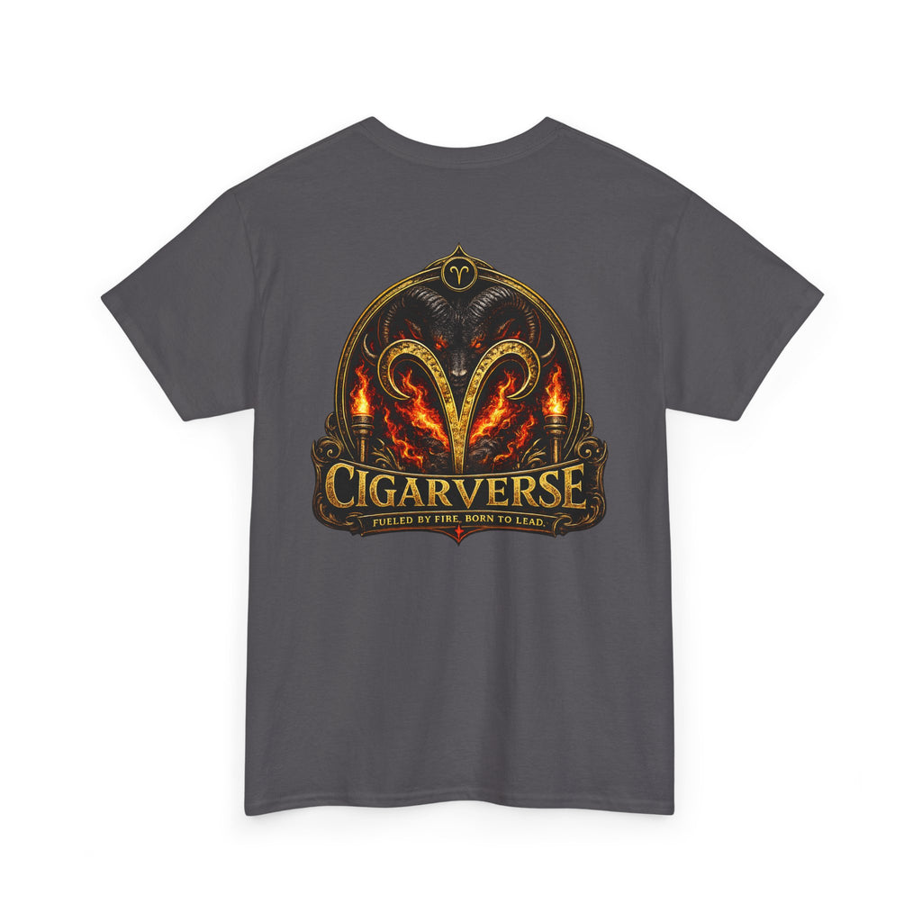 Cigarverse Unisex Graphic Tee — Retro Gold Logo & Dragon Back Design