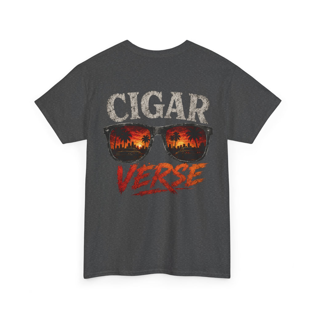Cigar Verse Graphic Tee — Retro Sunglasses Smoke Design