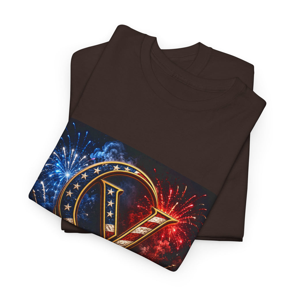 Cigarverse Logo Tee — Patriotic Gold & Flag Emblem Cotton T‑Shirt