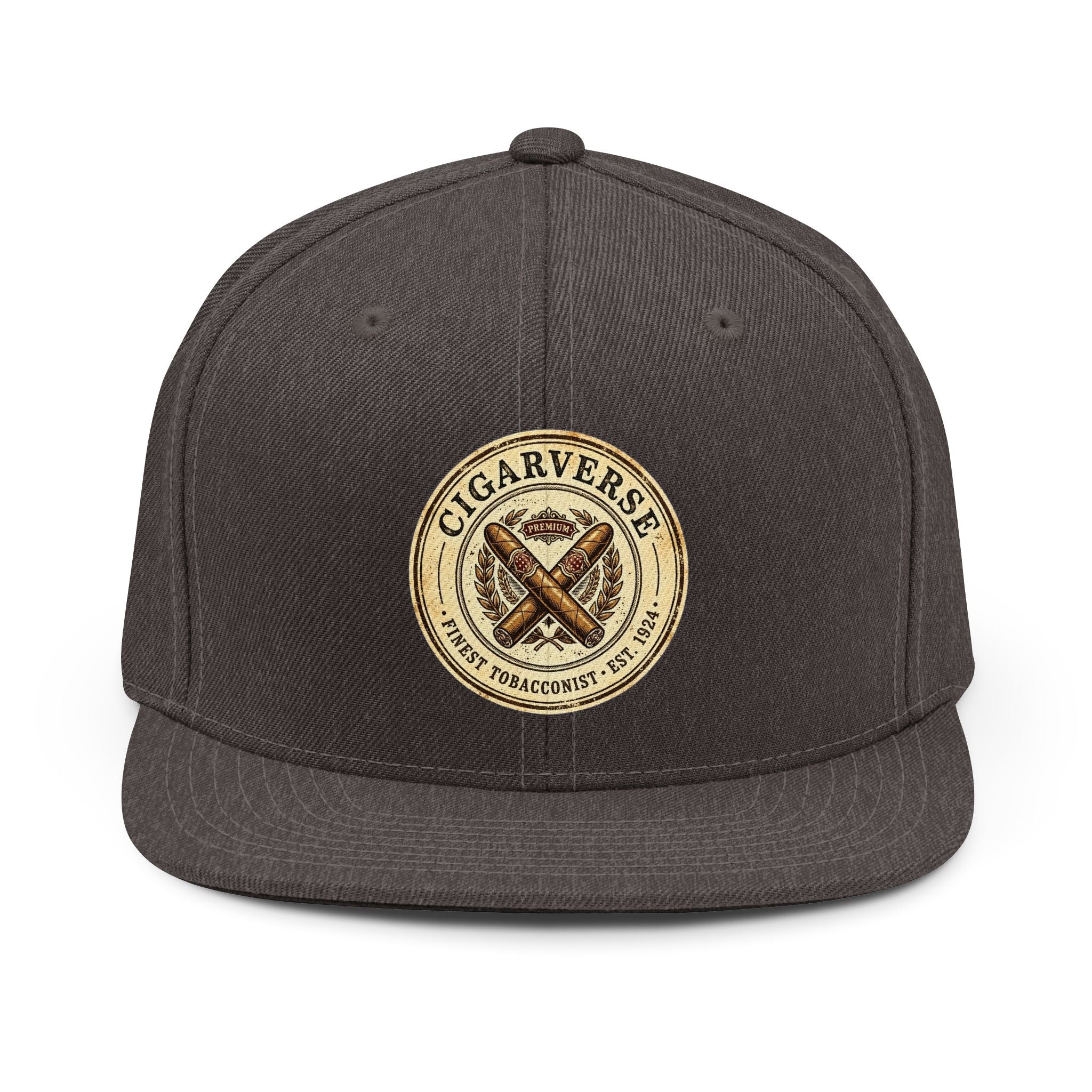 CigarVerse Embroidered Snapback Hat — Retro Cigar Lounge Logo