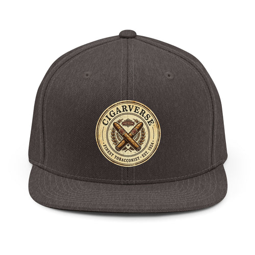 CigarVerse Embroidered Snapback Hat — Retro Cigar Lounge Logo