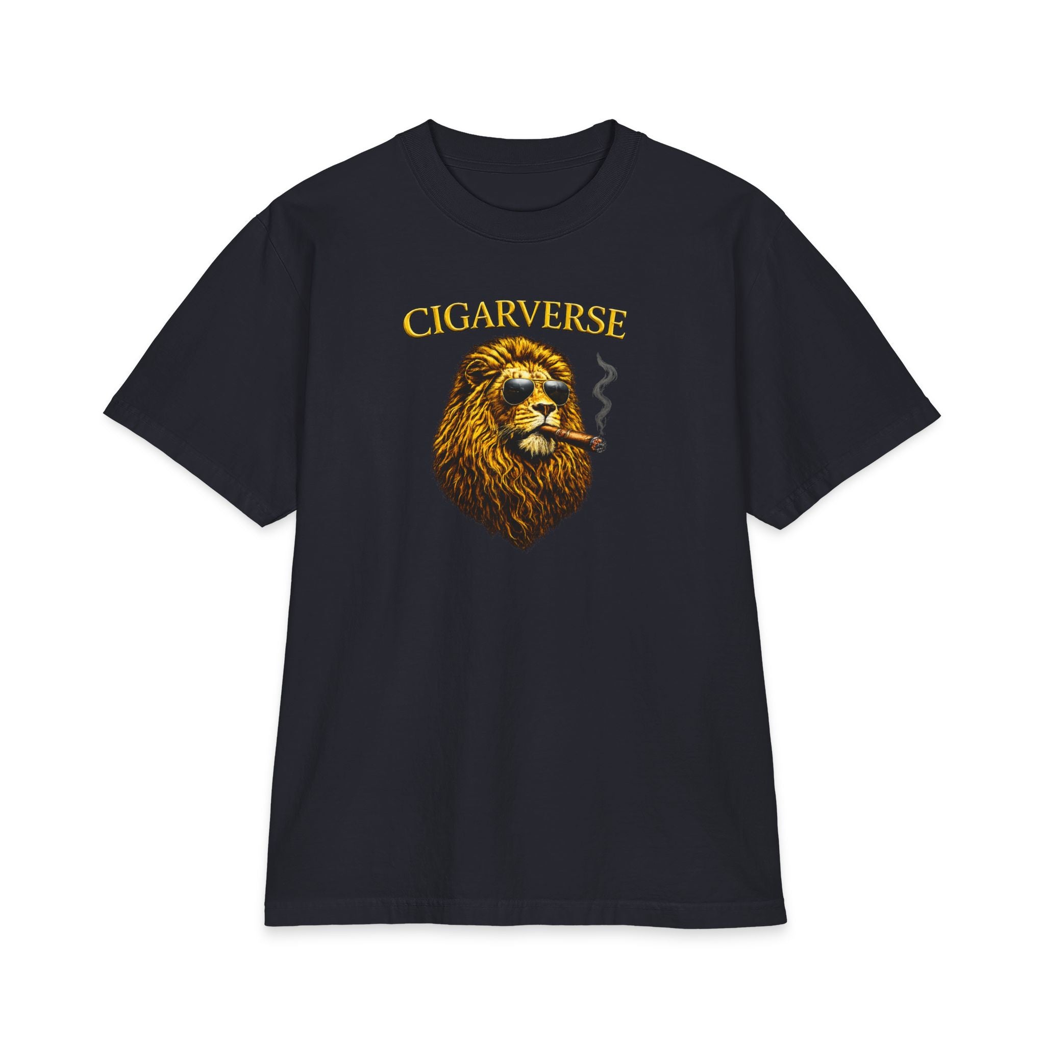 Premium Max Heavyweight Cigarverse Lion T‑Shirt – Vintage Roaring Lion Smoking Cigar Tee