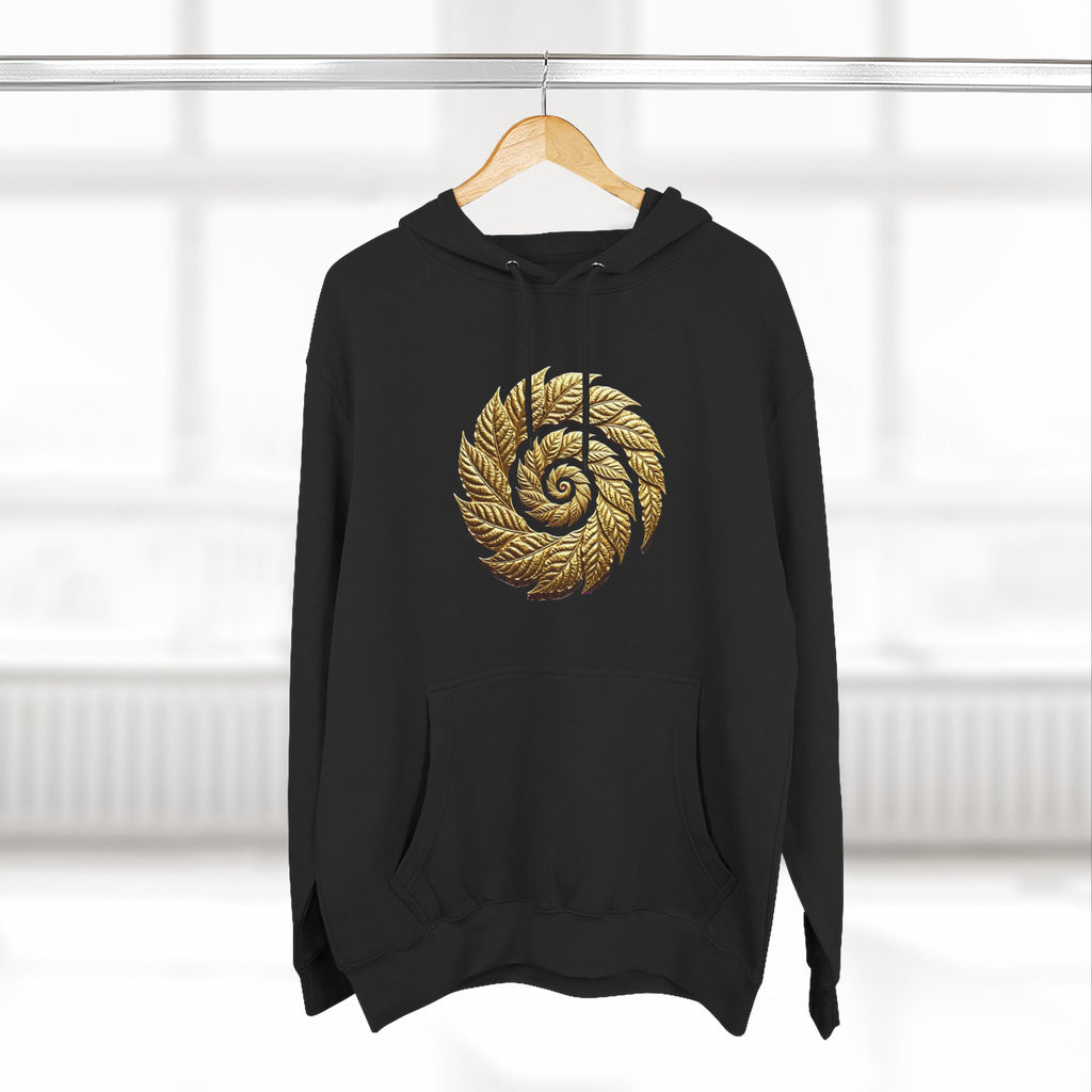 Golden Spiral Leaf Hoodie — Nature-Inspired Spiral Graphic Pullover