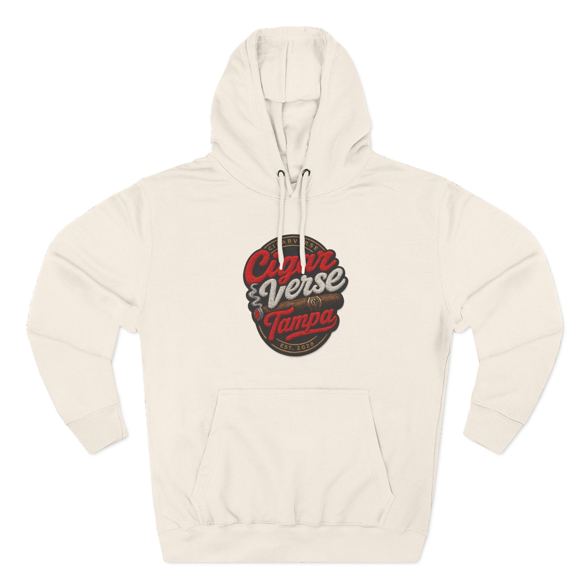 Cigar Verse Tampa Hoodie — Retro Script Logo Fleece Pullover