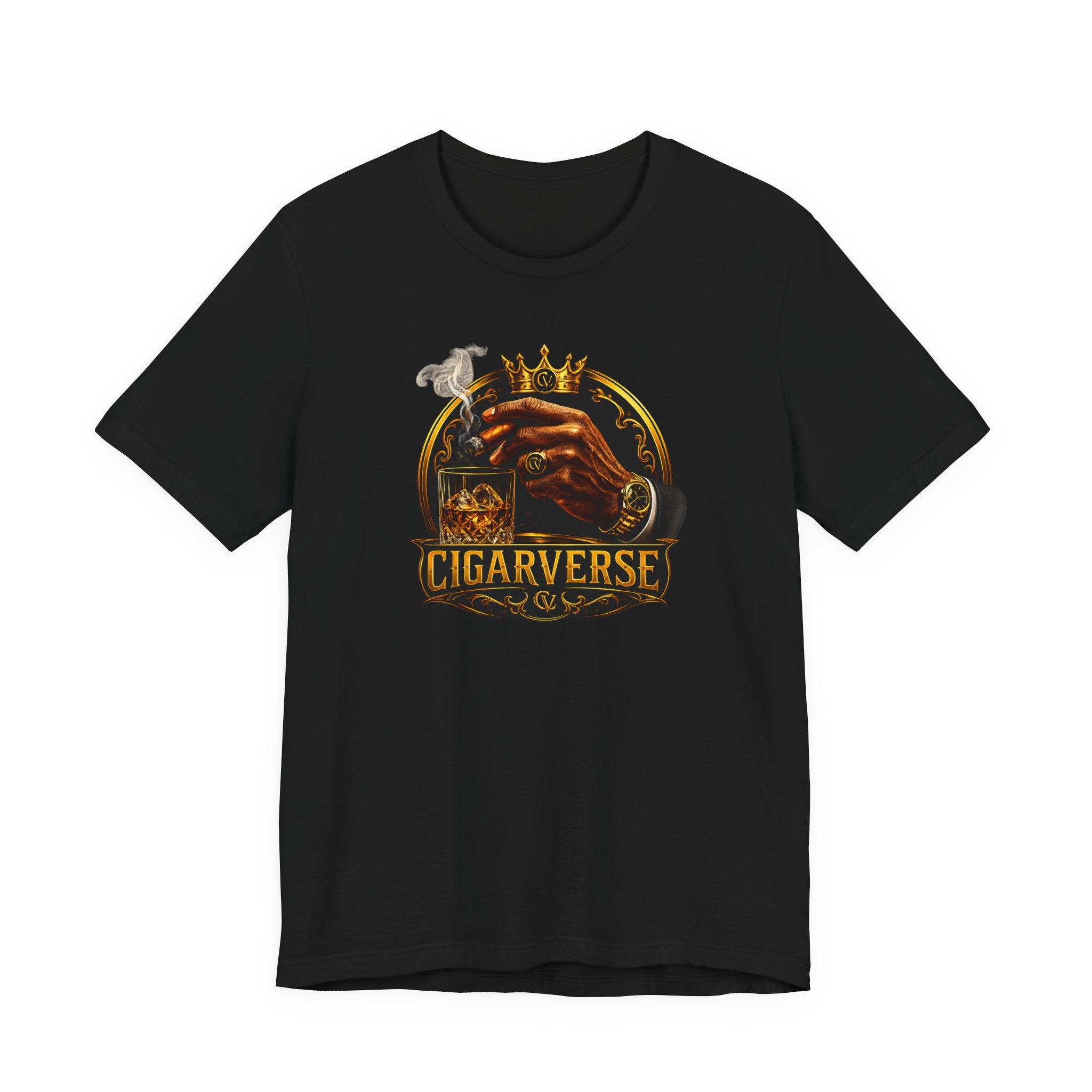 Cigarverse Graphic Tee – Vintage Crowned Cigar & Whiskey Design