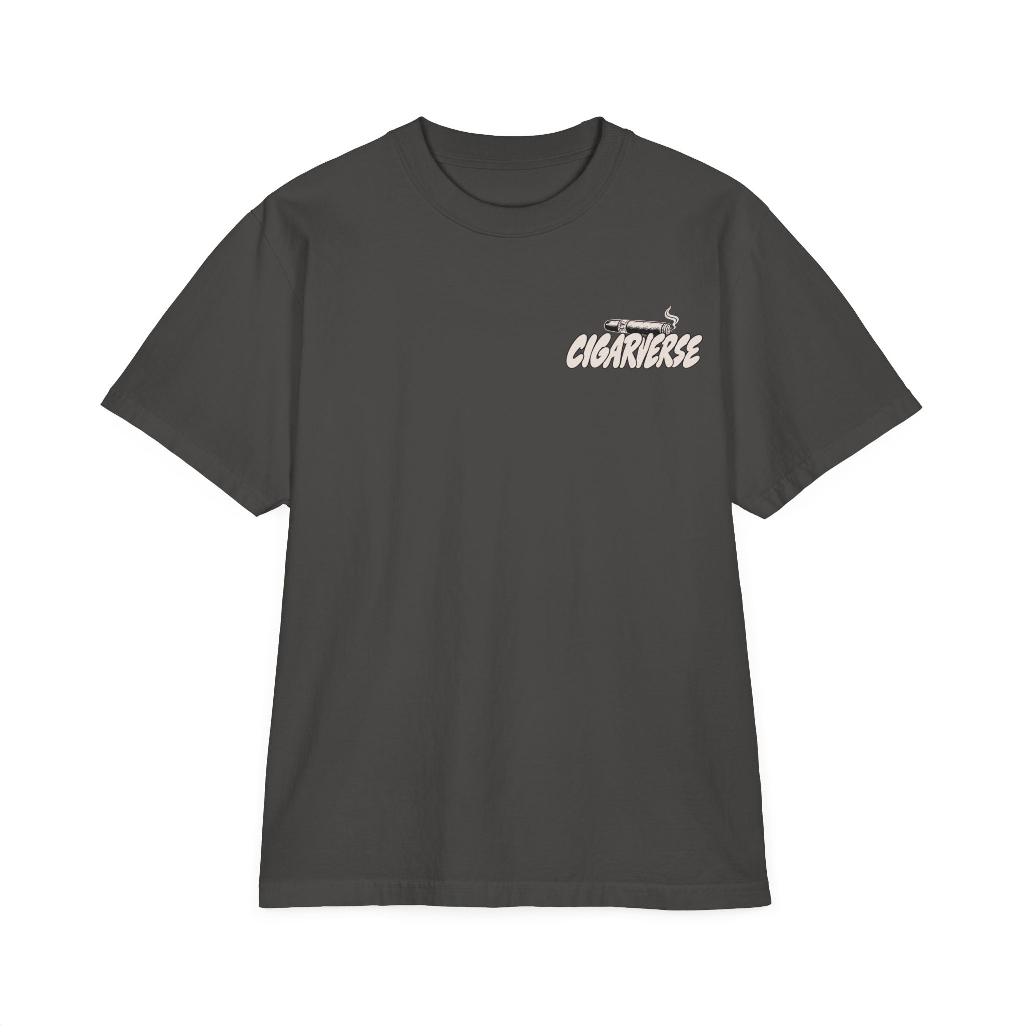 Oversized Premium Max Heavyweight CIGARVERSE Graphic T-Shirt — 'Cigar Connoisseur's Paradise' Chest & Back Print